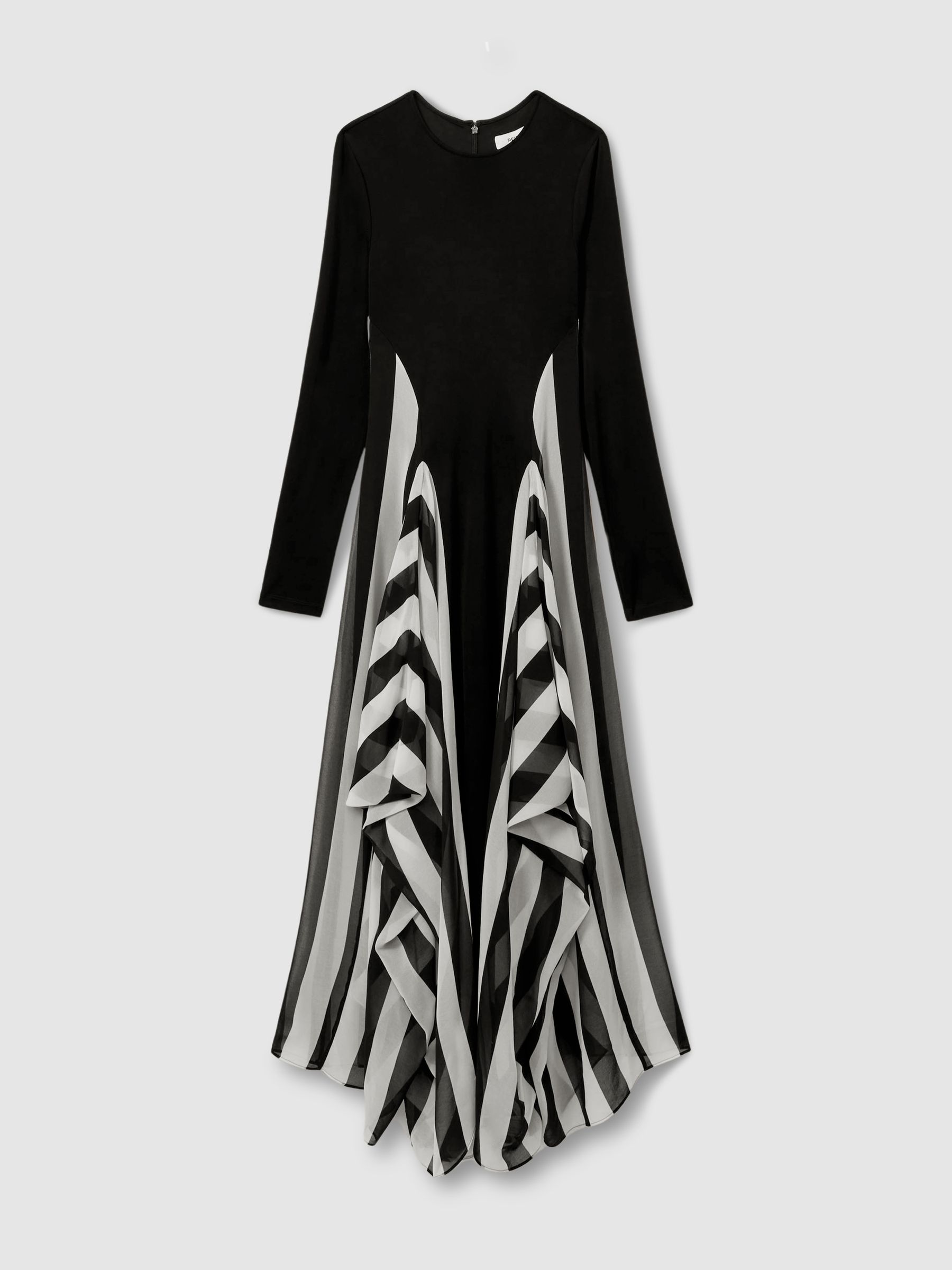 Dita Black/White Jersey Flared Hem Midi Dress - Image 2 of 5