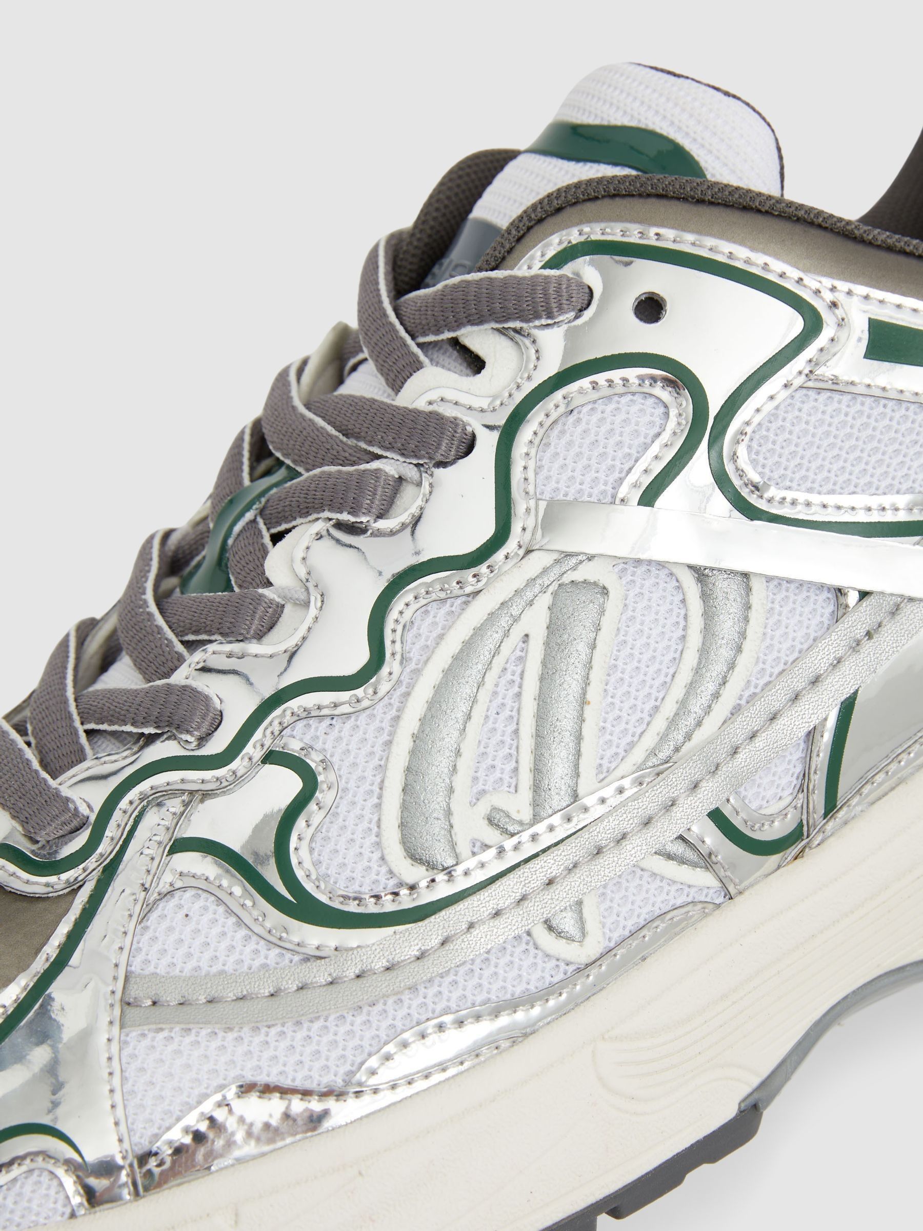 Nubuck and Mesh Trainers in Silver/Green - image 5