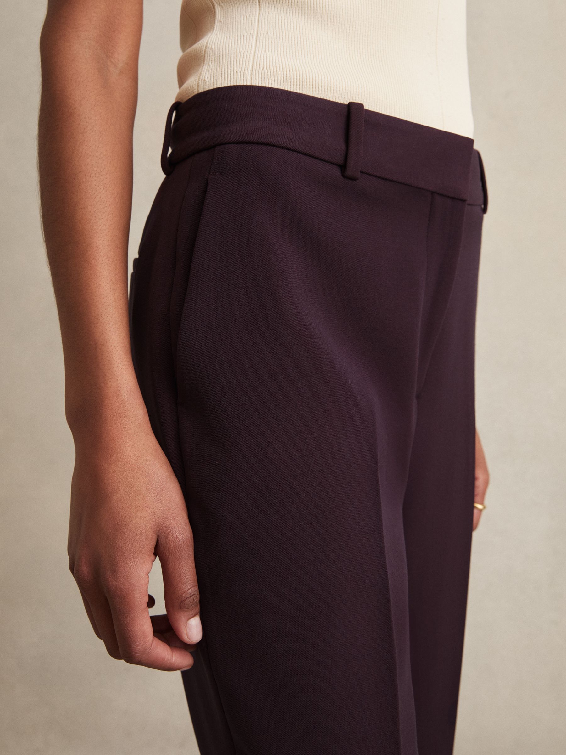 Petite Slim Fit Suit Trousers in Berry - Image 4 of 8