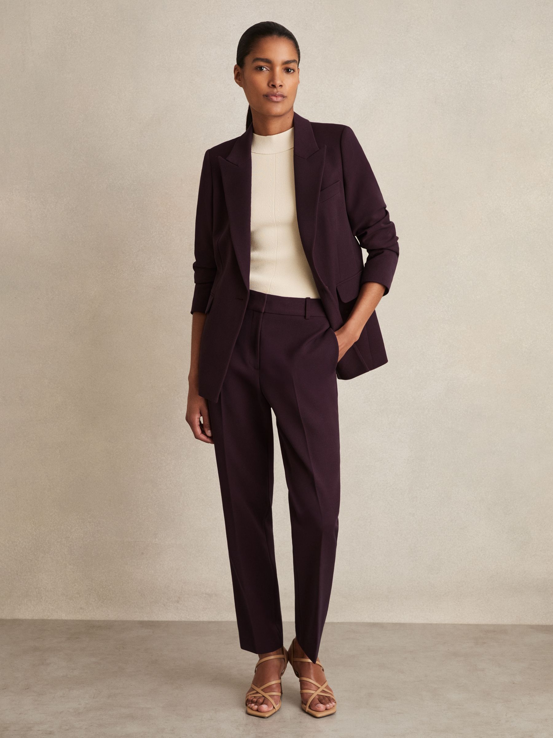 Petite Slim Fit Suit Trousers in Berry - Image 6 of 8