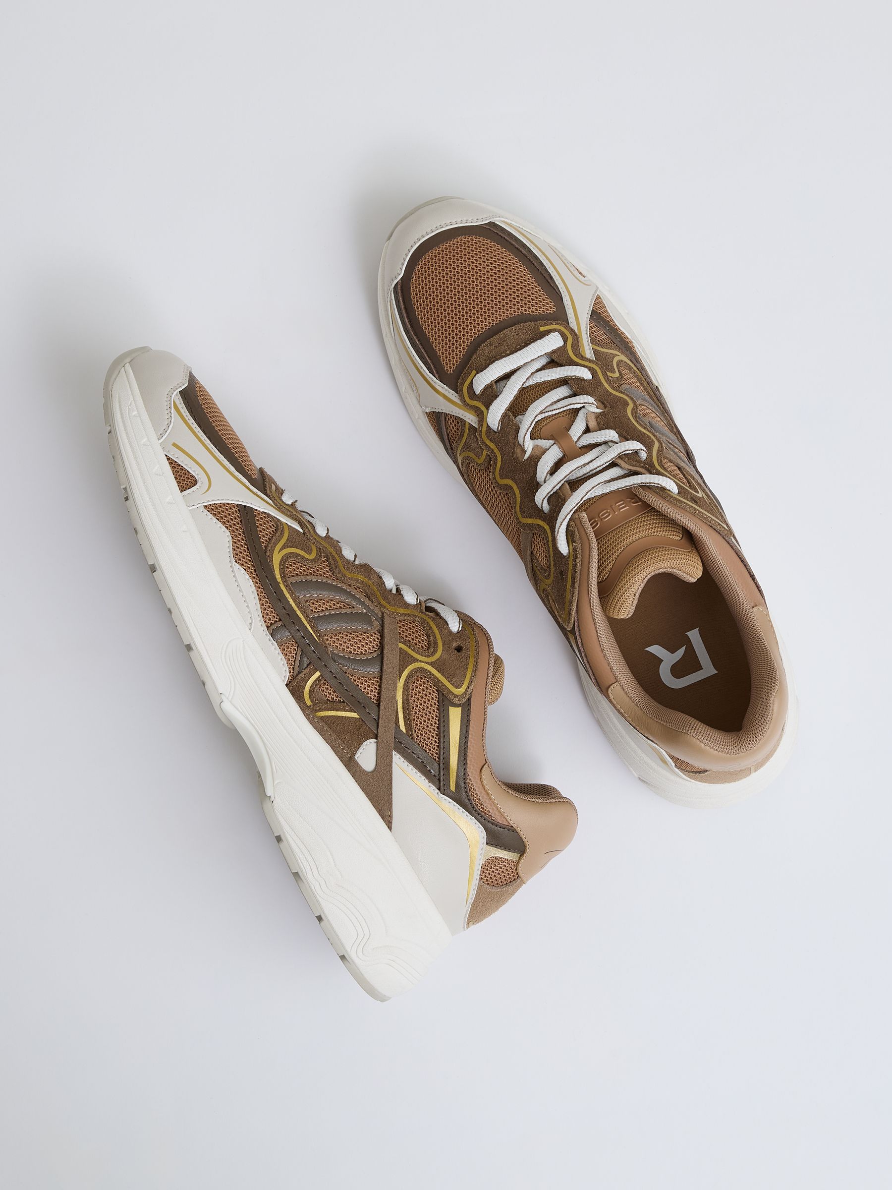 Nubuck and Mesh Trainers in Tobacco - Image 3 of 6