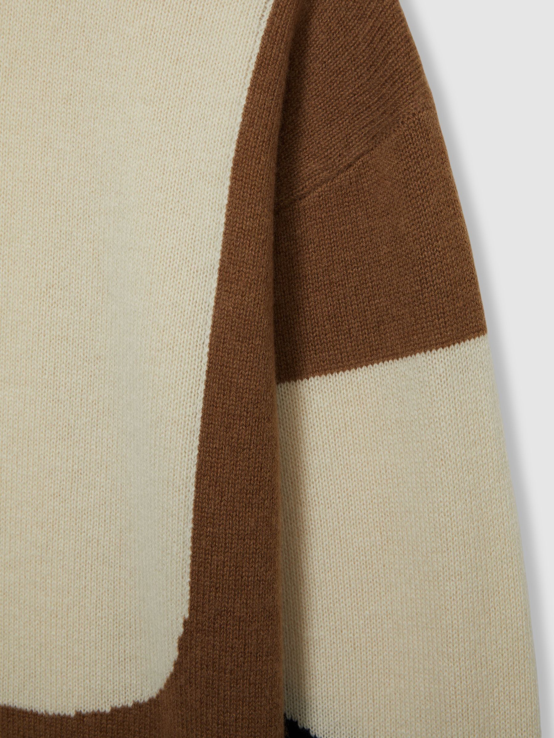 Wool-Cashmere Colourblock-Intarsia Jumper in Cream/Brown - Image 7 of 7