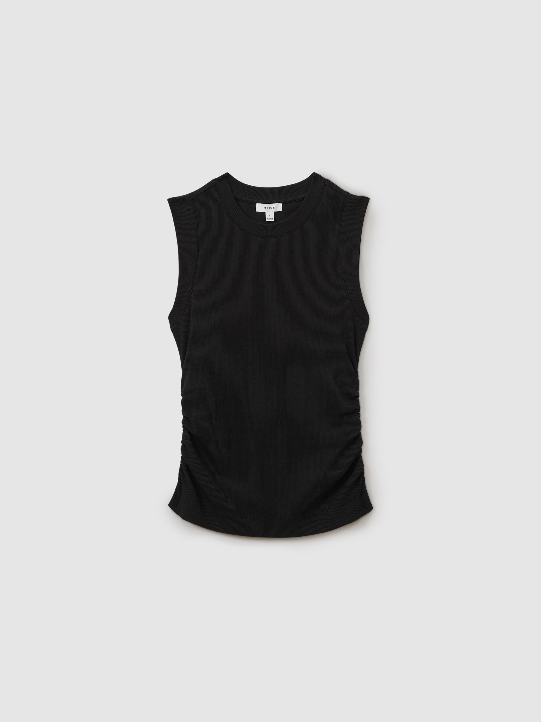 Ribbed Ruched Waist Vest in Black - Image 2 of 6