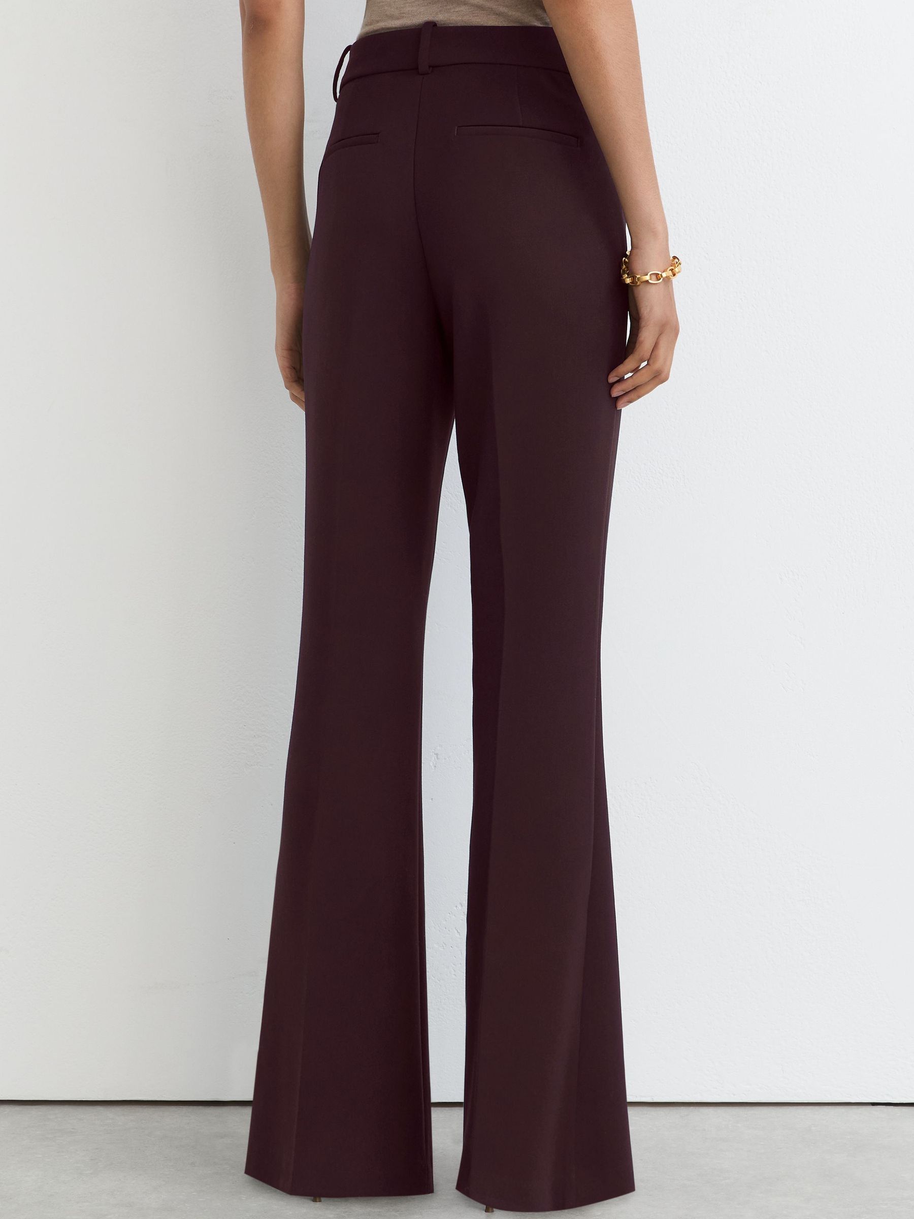 Pantaloni de costum evazați mărime mică în culoarea berry - Imaginea 7 din 9