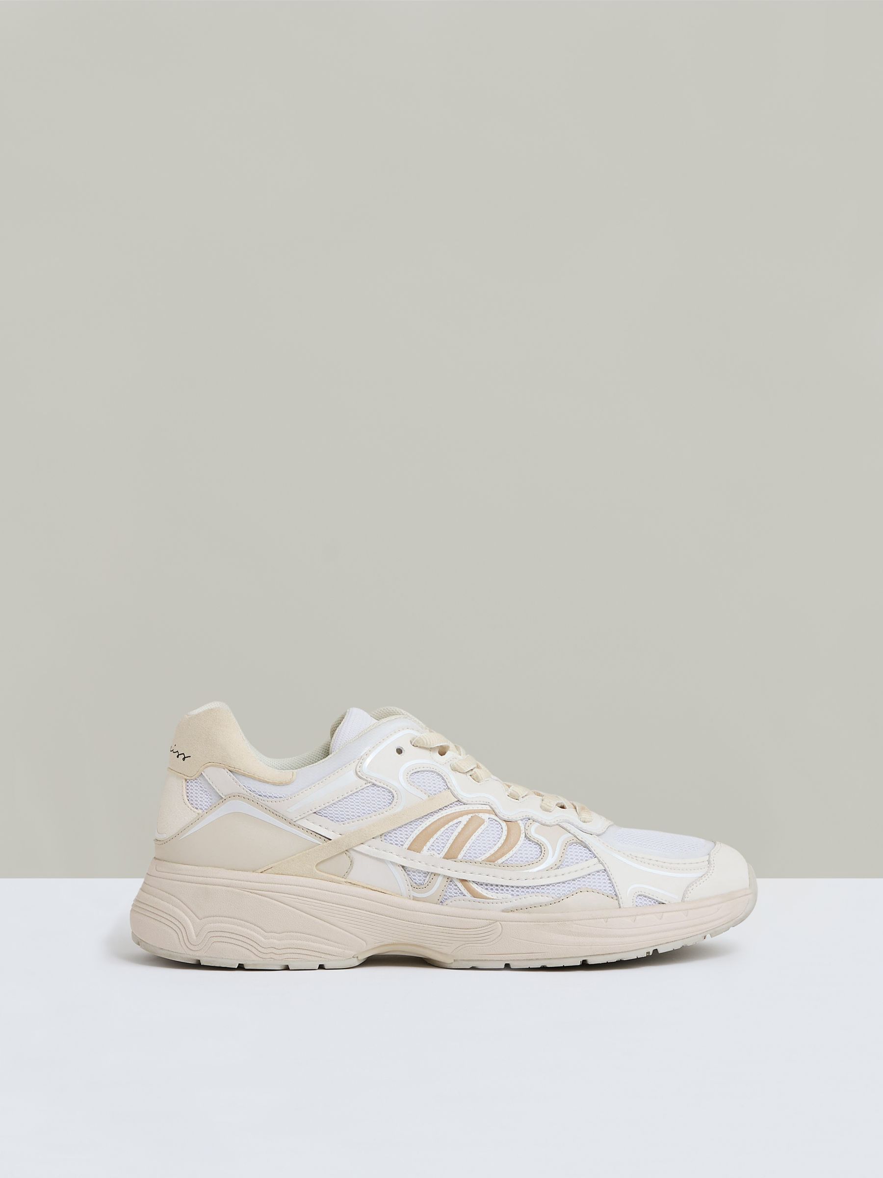 Nubuck and Mesh Trainers in White - Image 1 of 6