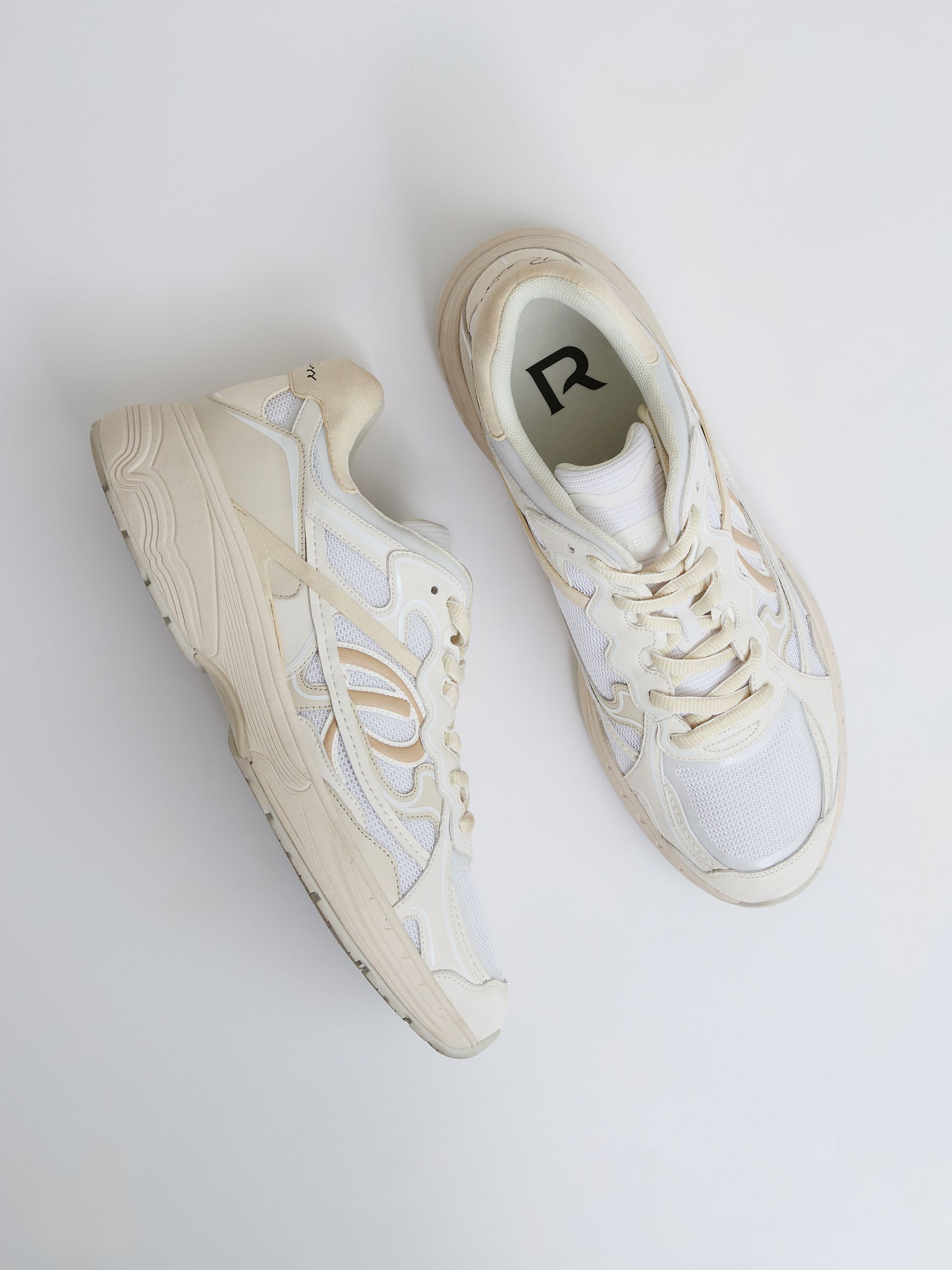Nubuck and Mesh Trainers in White - Image 3 of 6