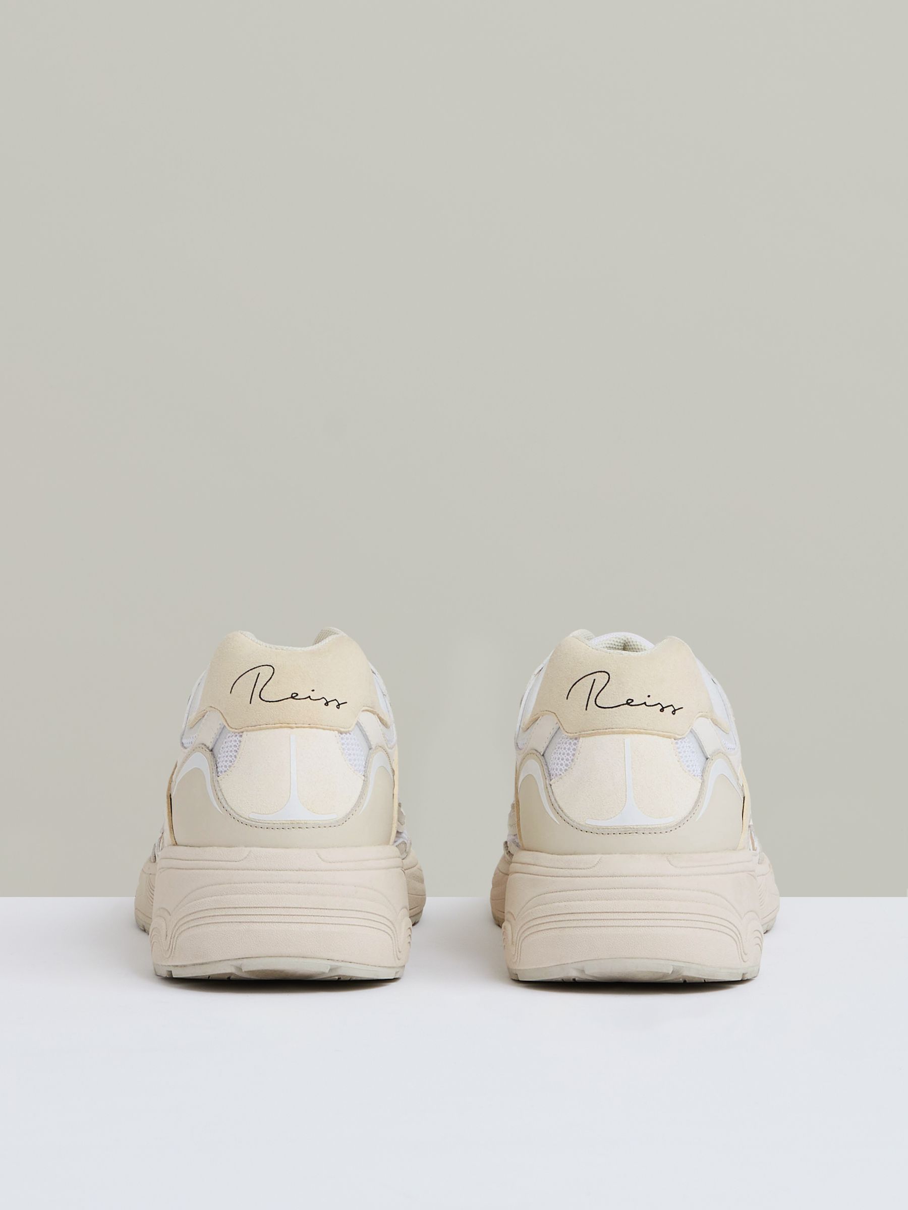 Nubuck and Mesh Trainers in White - Image 4 of 6