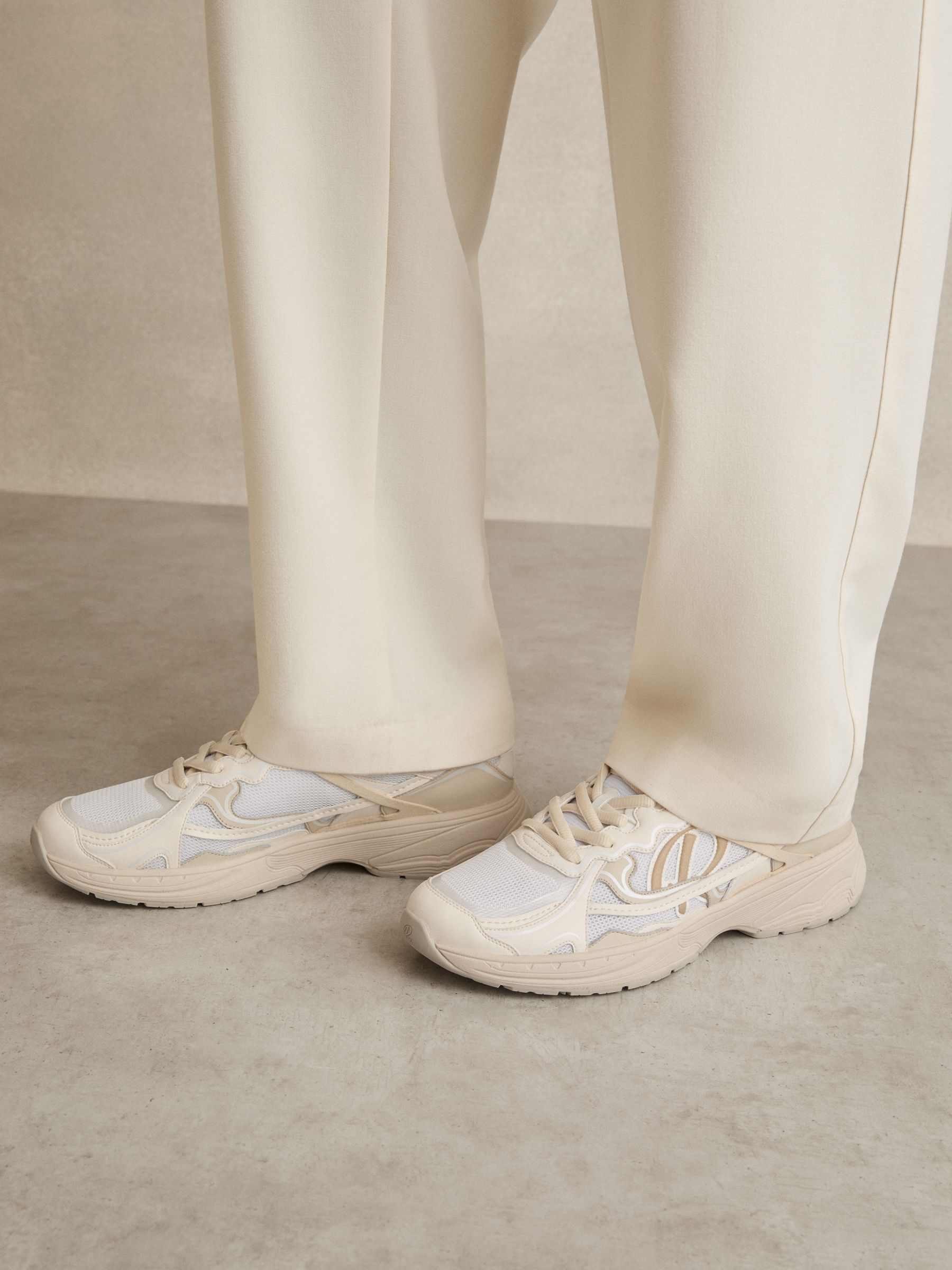 Nubuck and Mesh Trainers in White - Image 5 of 6