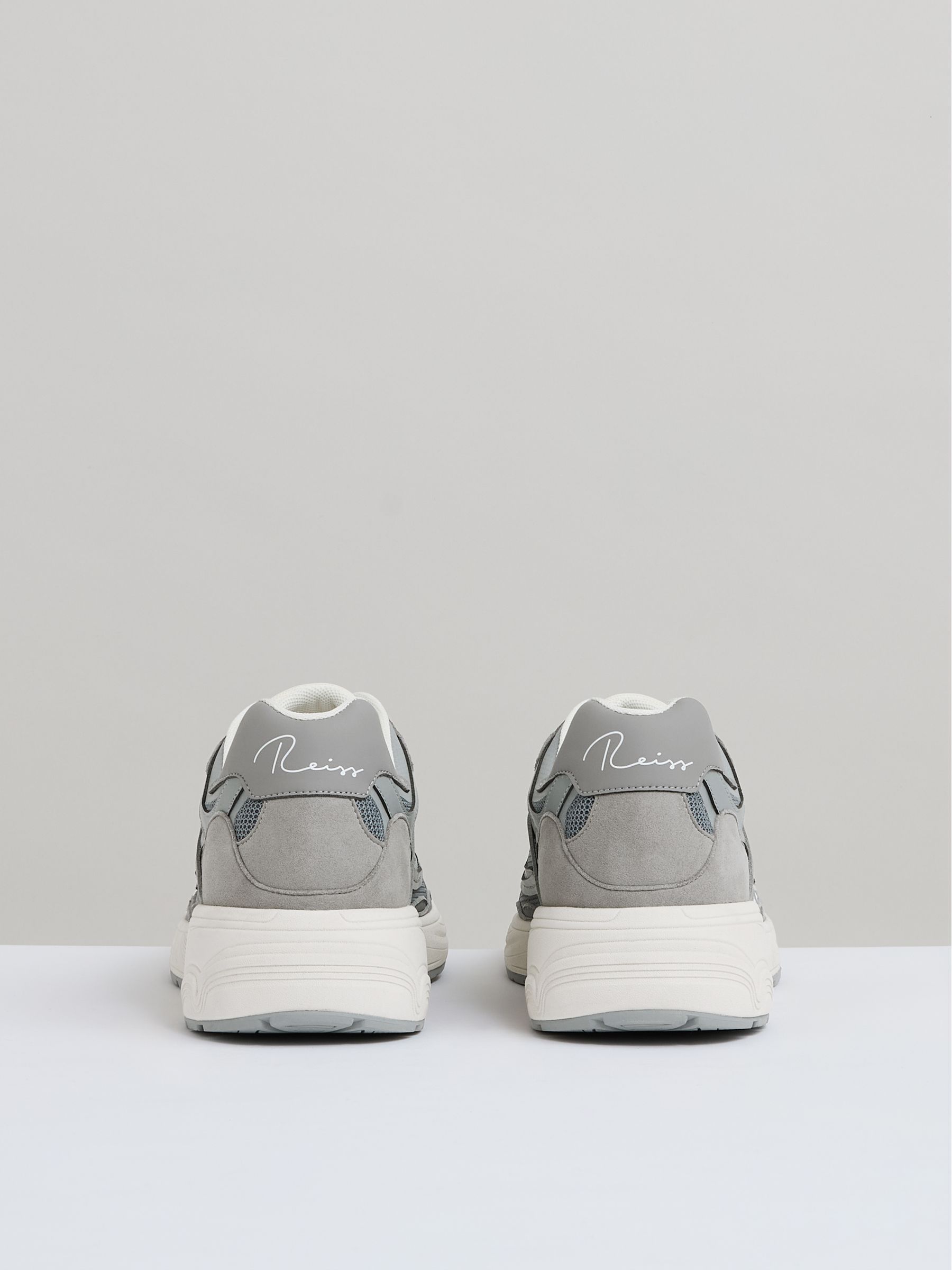 Nubuck and Mesh Trainers in Grey - Image 4 of 6