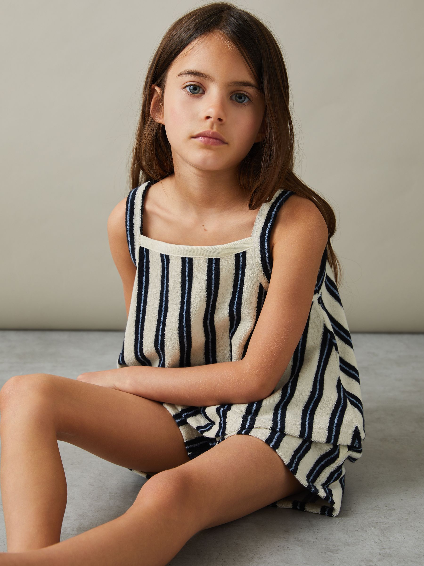 4-9 yrs Towelling Vest and Shorts Set in Navy - Image 3 of 5