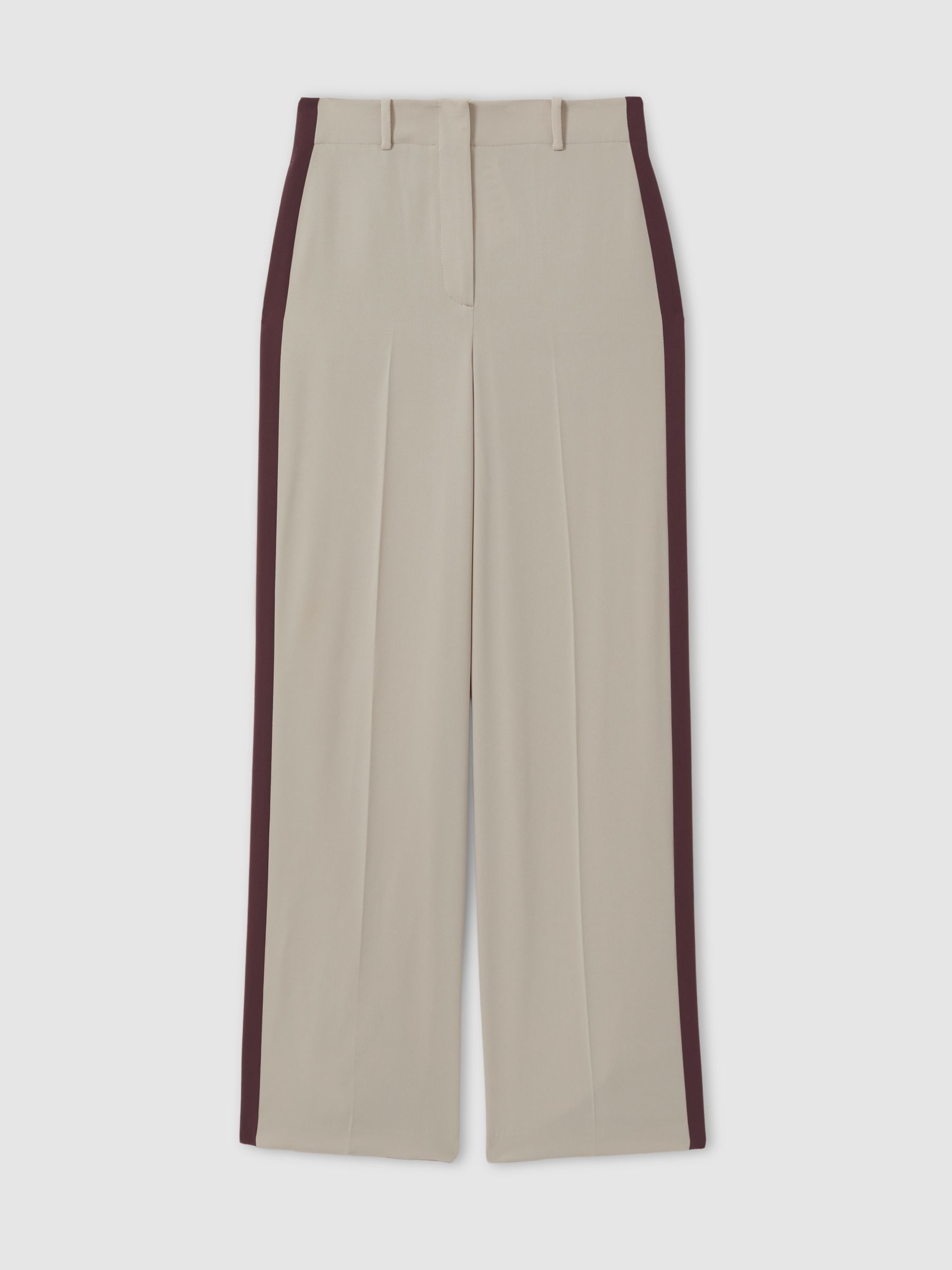Petite Side Stripe Wide Leg Trousers in Stone
