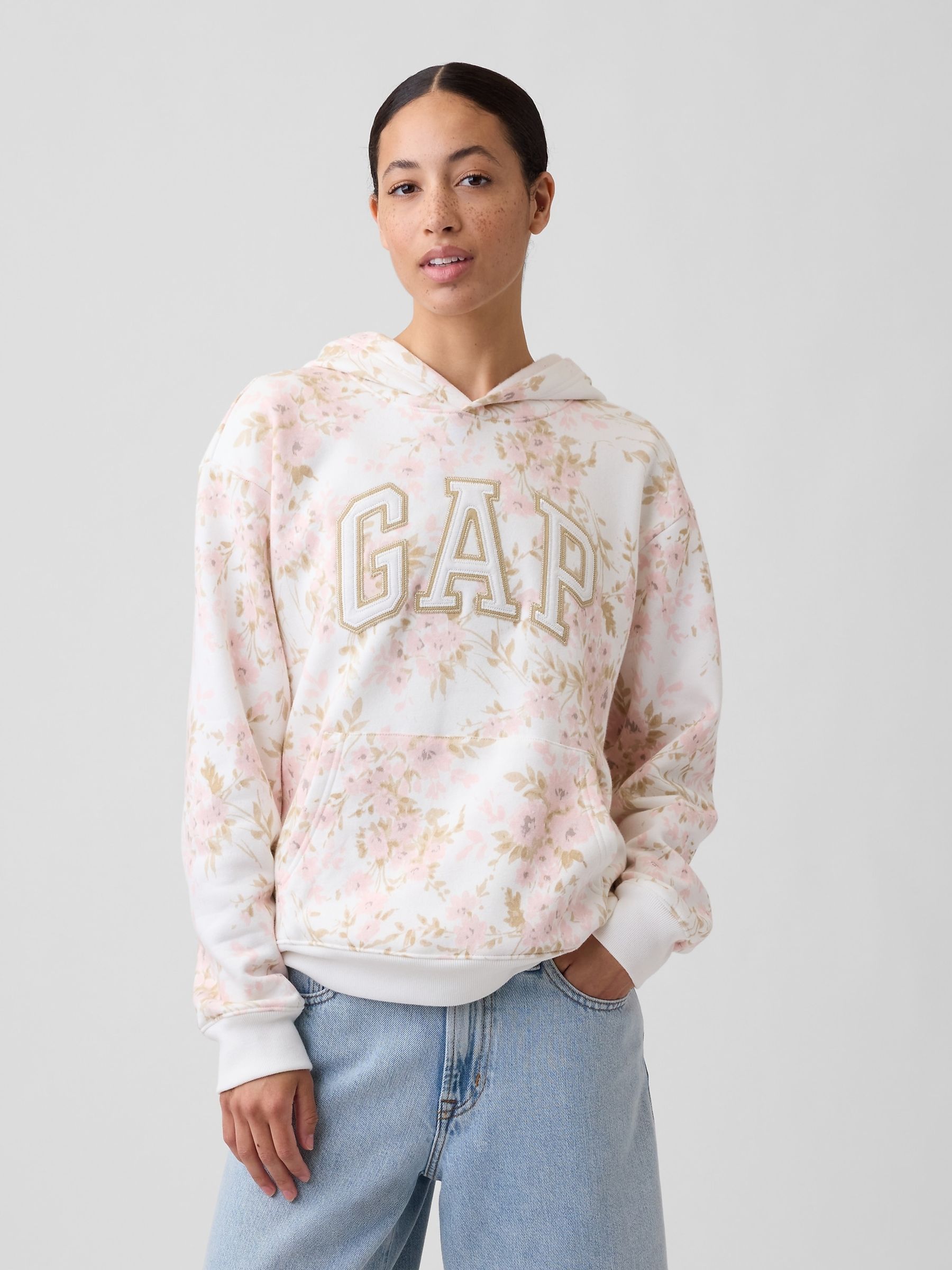 Floral Relaxed Logo Hoodie - Image 1 of 5 Floral Relaxed Logo Hoodie - Image 1 of 5