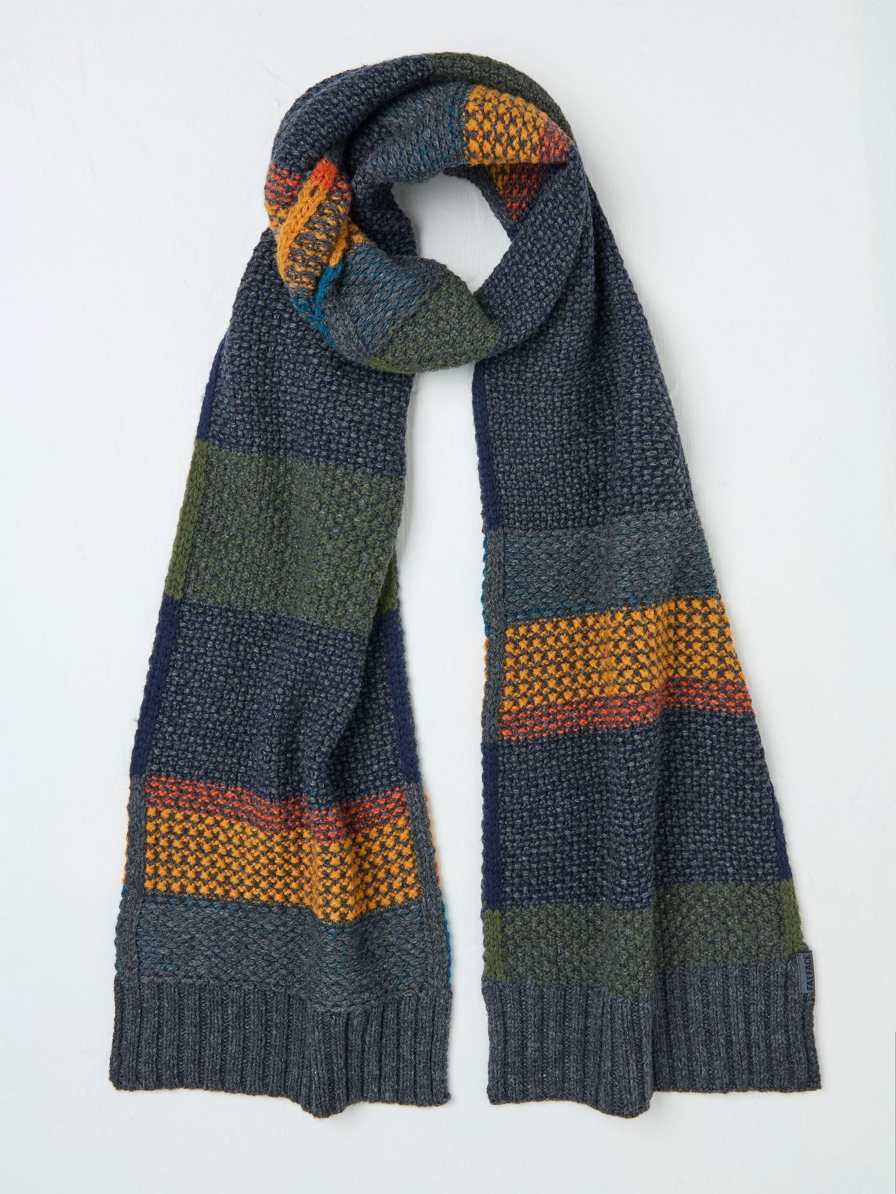 Navy Waffle Stripe Scarf - Image 1 of 4
