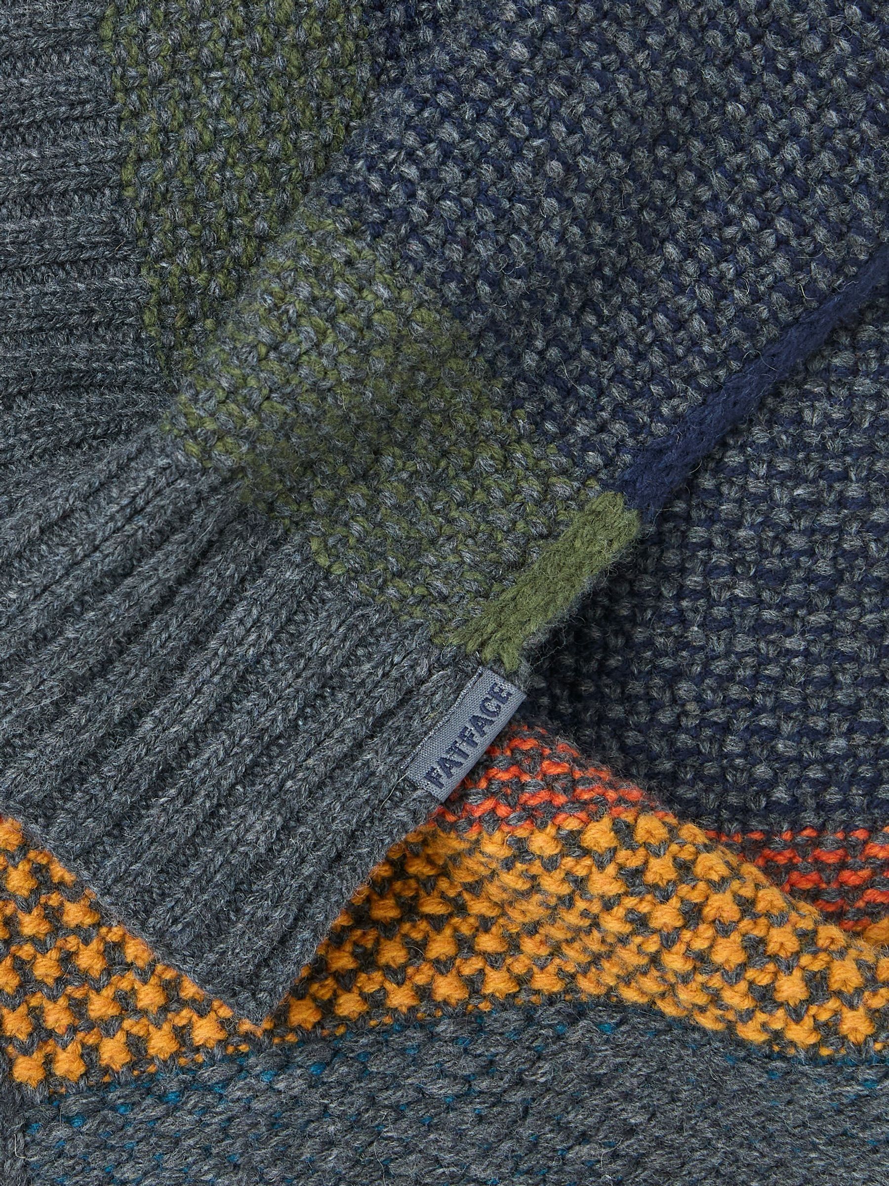 Navy Waffle Stripe Scarf - Image 4 of 4 Navy Waffle Stripe Scarf - Image 4 of 4