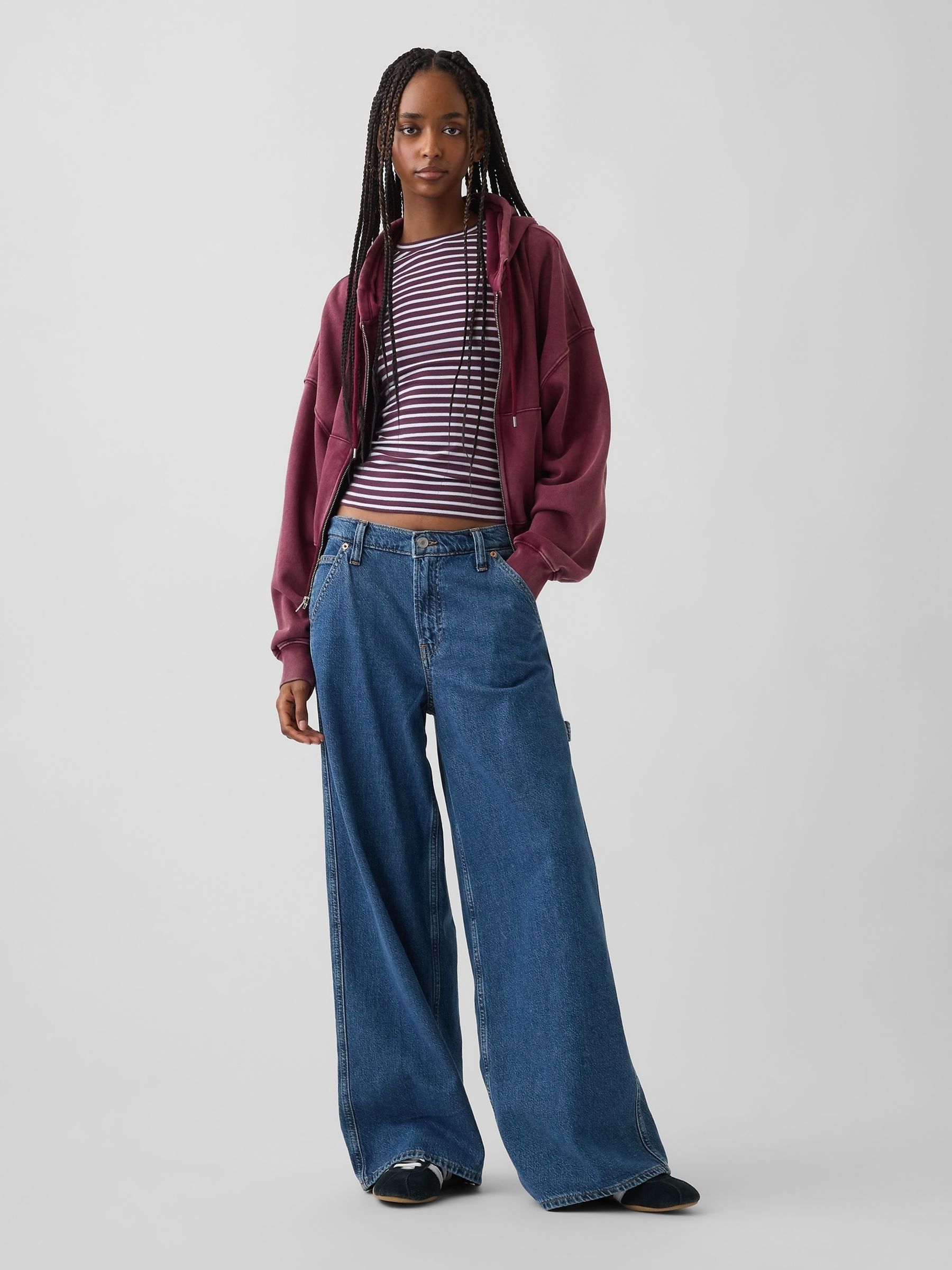 Burgundy Stripe Close Knit Jersey Short Sleeve T-Shirt - Image 3 of 4