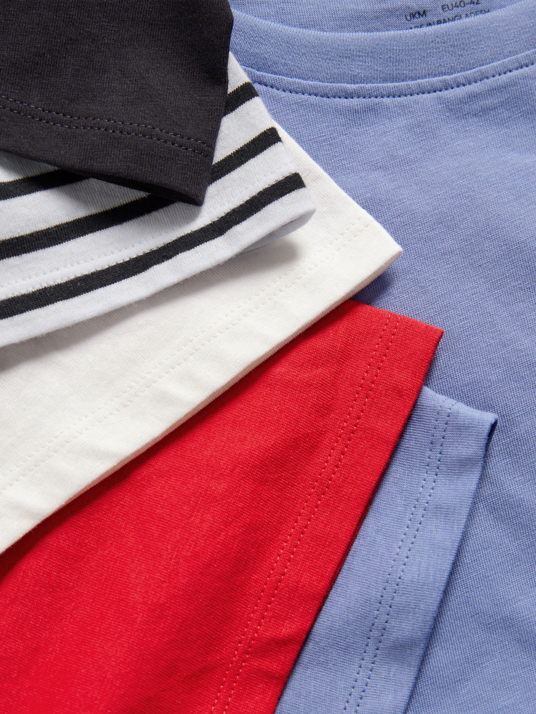 Navy Blue/Blue/Red/Cream/Navy&White Stripe 5 Pack Relaxed T-Shirts - Image 6 of 6