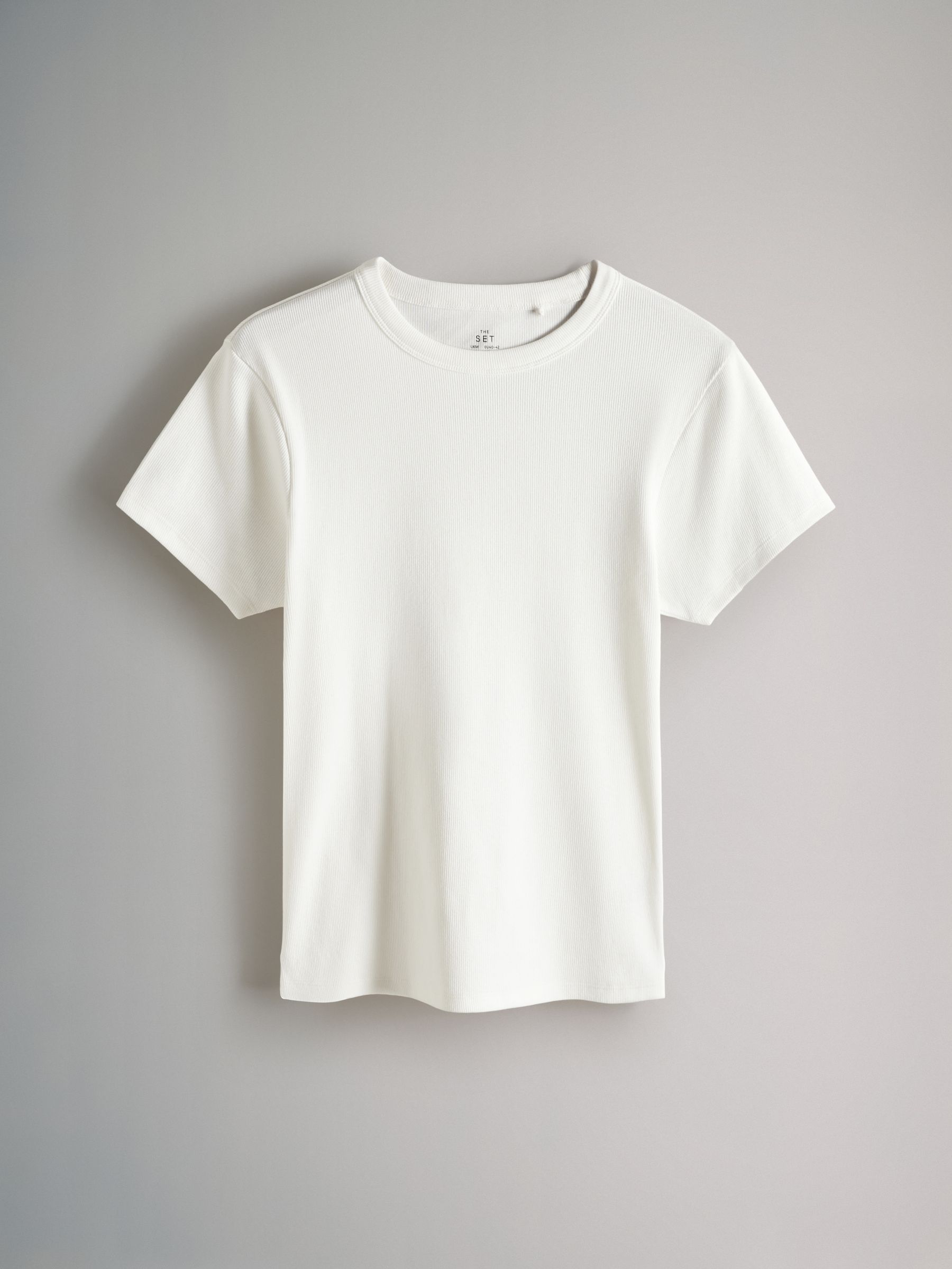 Black/Rose Pink/Cream/Light Grey - 4 Pack Ribbed Short Sleeve T-Shirts - Image 8 of 10