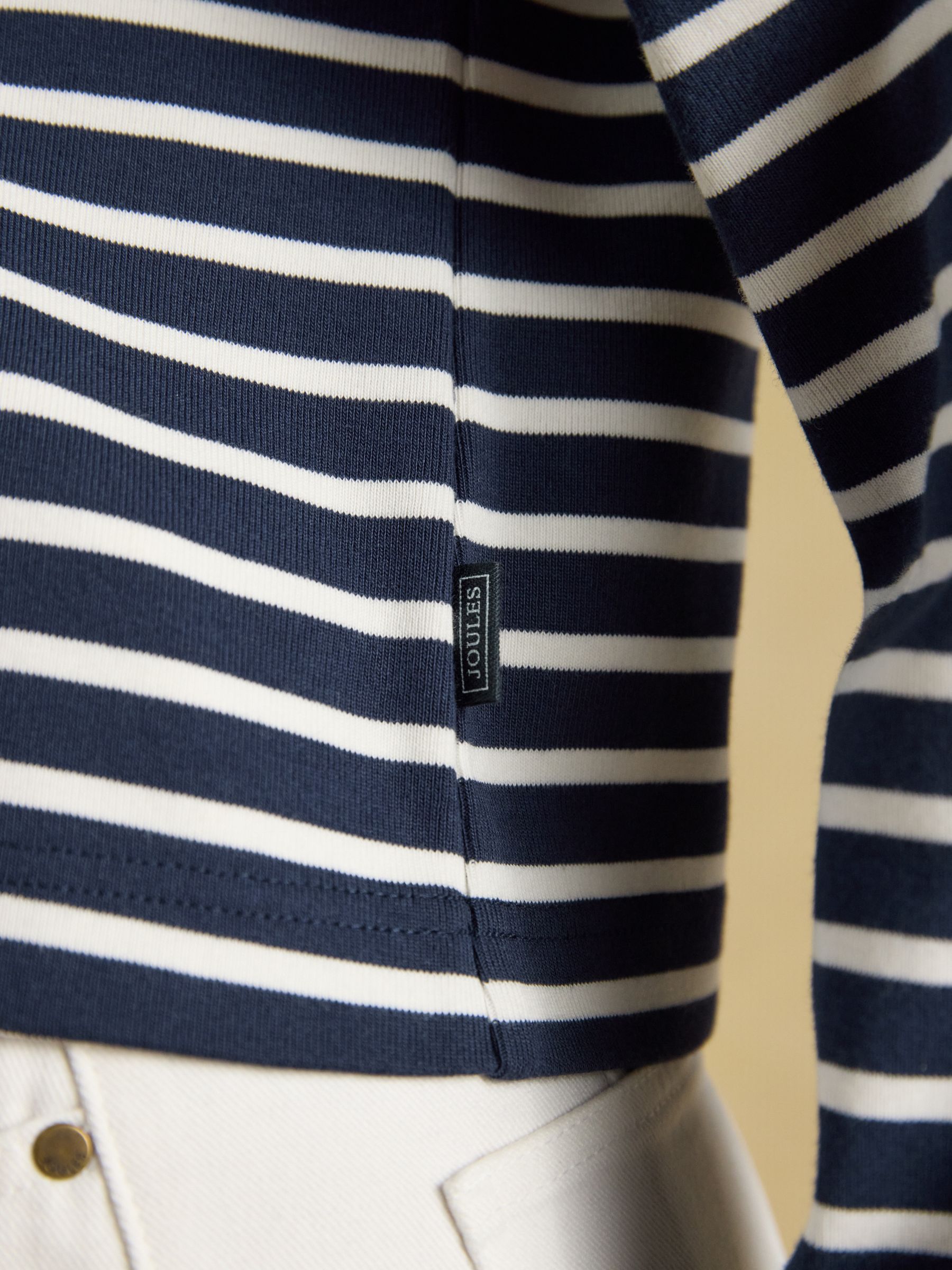 Cara Navy & Cream Striped Boxy Crew Neck Jersey Top - Image 5 of 7