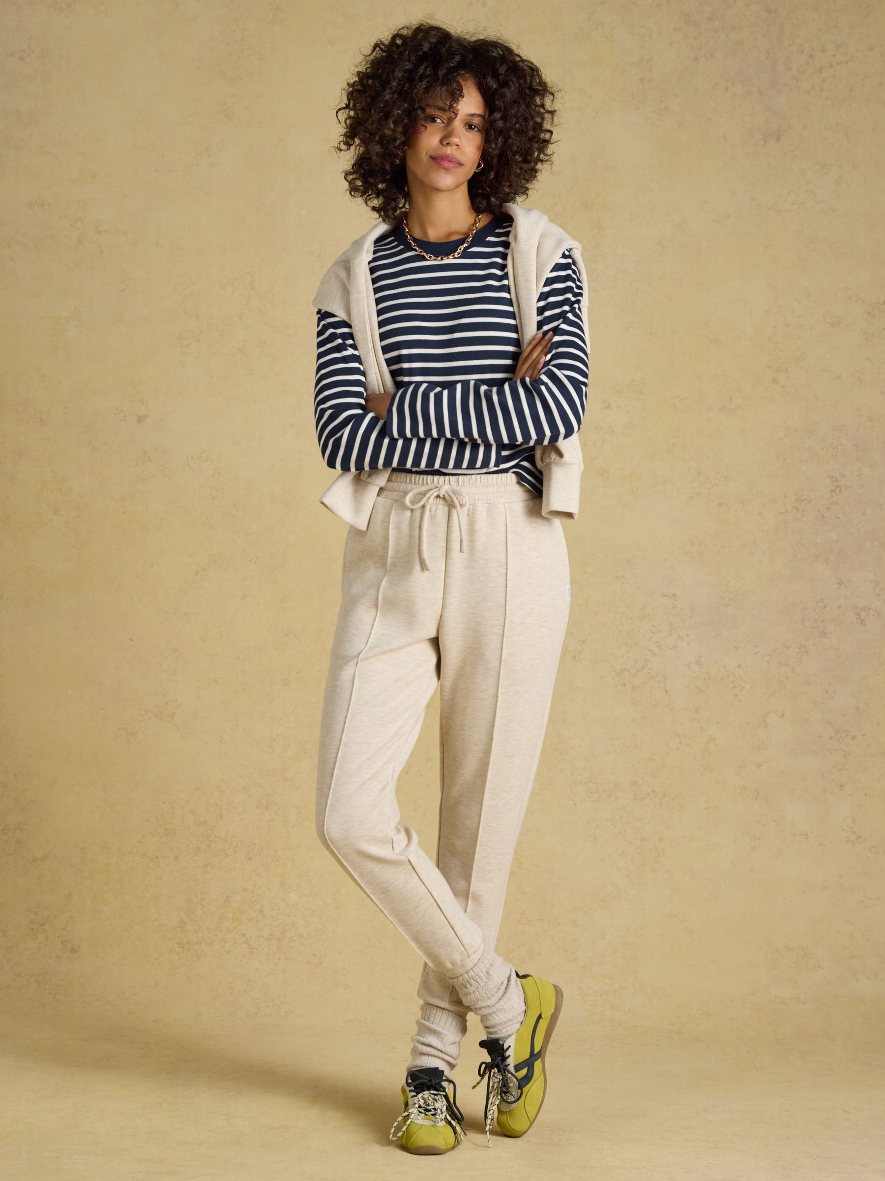 Cara Navy & Cream Striped Boxy Crew Neck Jersey Top - Image 6 of 7