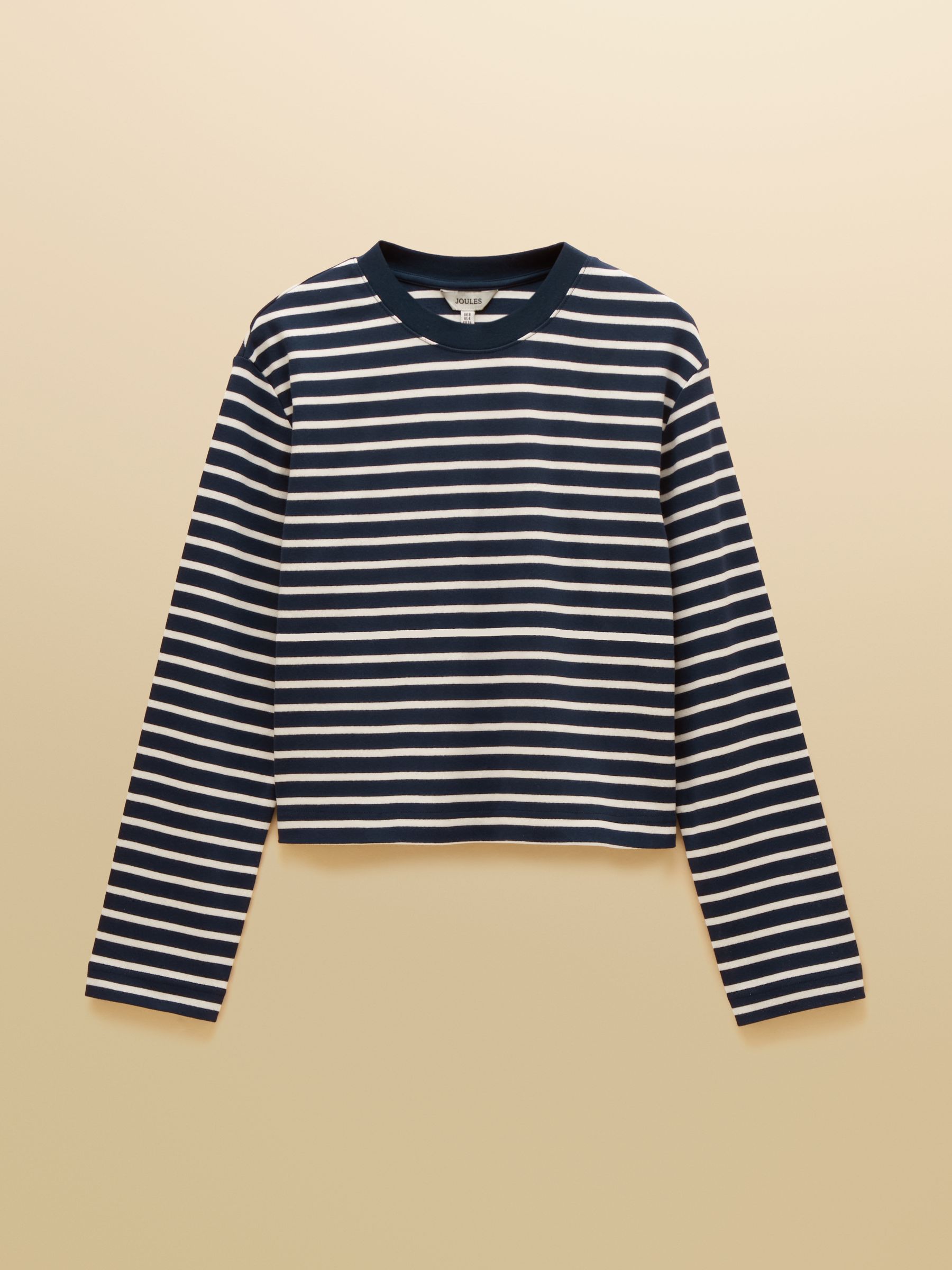 Cara Navy & Cream Striped Boxy Crew Neck Jersey Top - Image 7 of 7