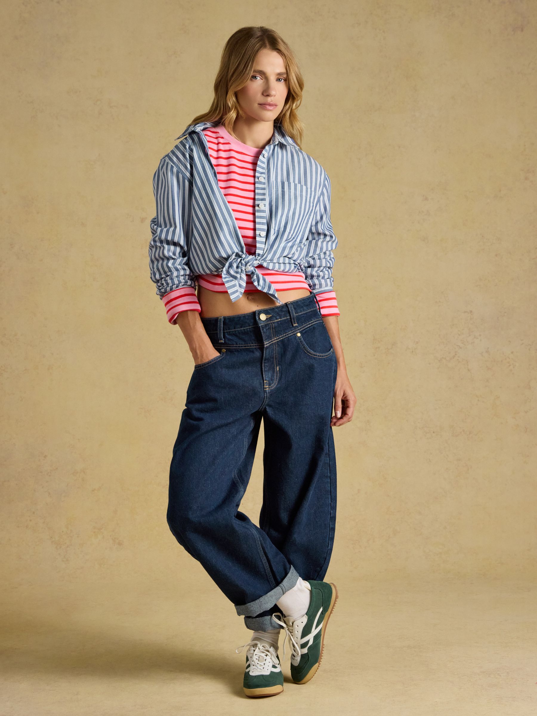 Cara Pink & Red Striped Boxy Crew Neck Jersey Top - Image 6 of 7