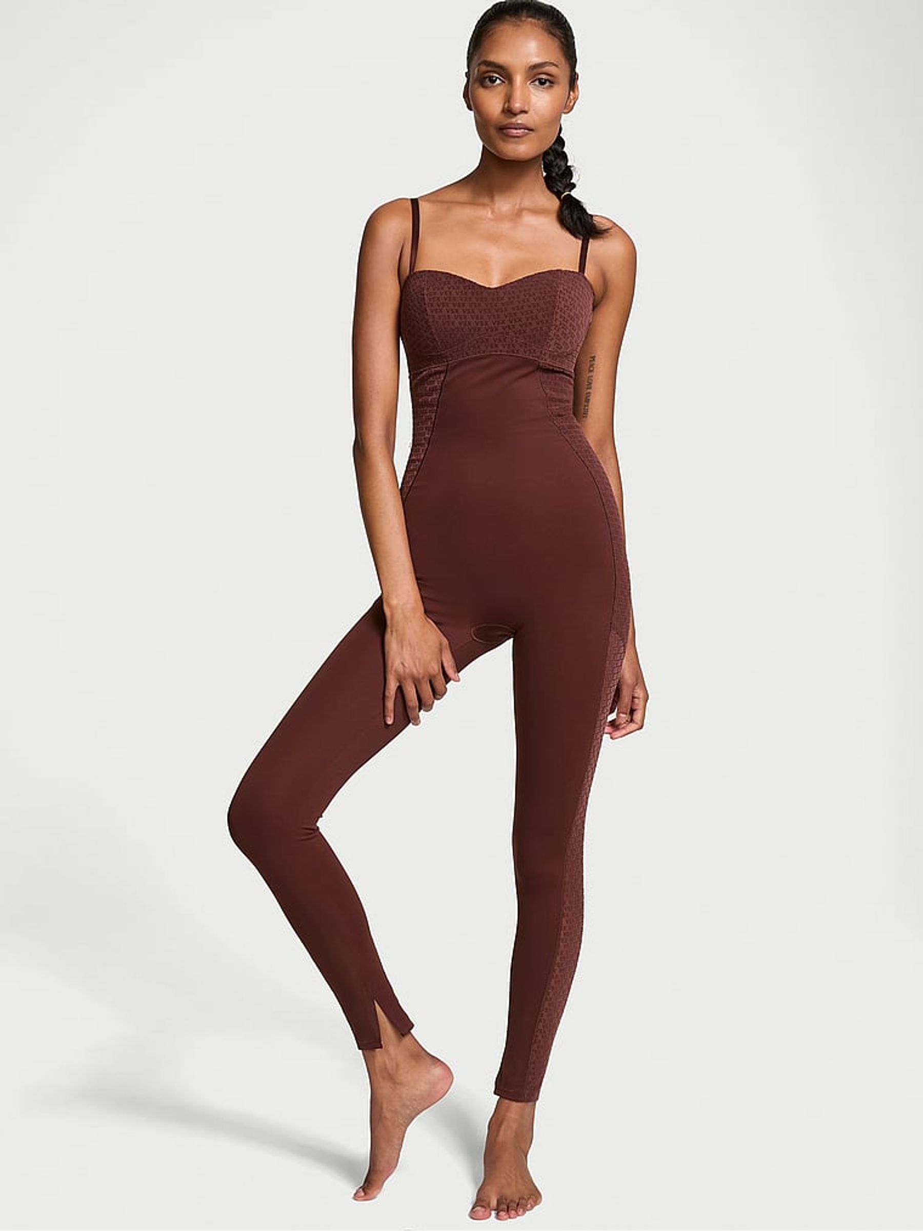 Burgundy Brown Elevate™ Logo Mesh Jumpsuit - Image 1 of 3