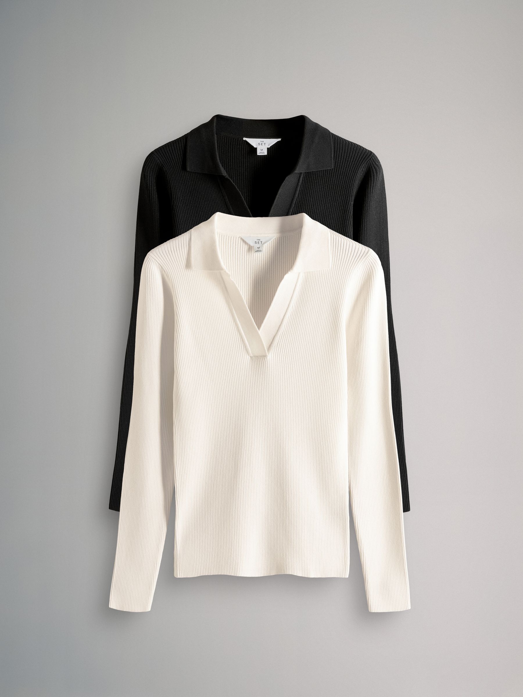 Ribbed Polo V-Neck Jumpers - Image 2 of 12