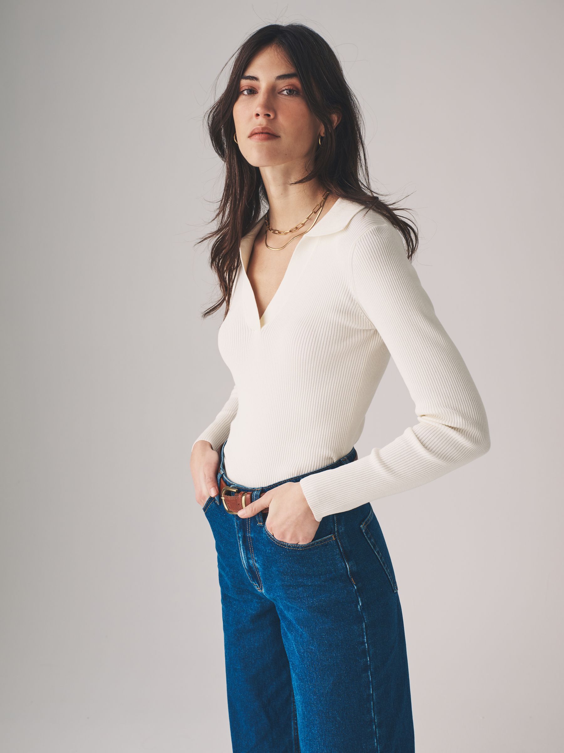 Ribbed Polo V-Neck Jumpers - Image 7 of 12