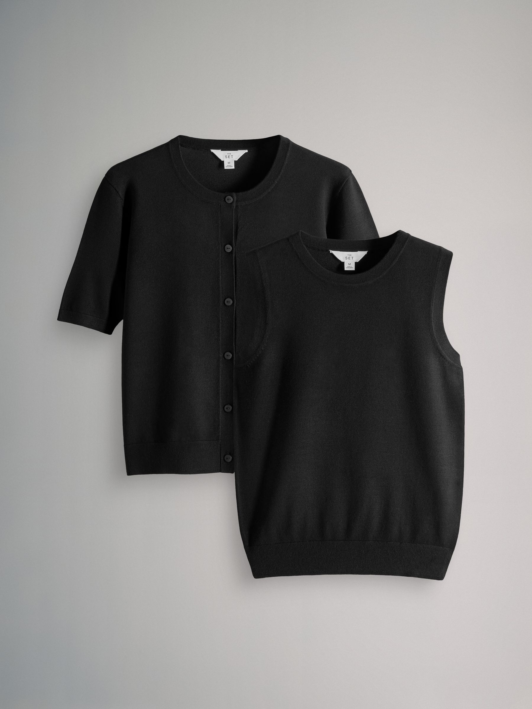 Black 2 Piece Vest & Cardigan Set - Image 2 of 11