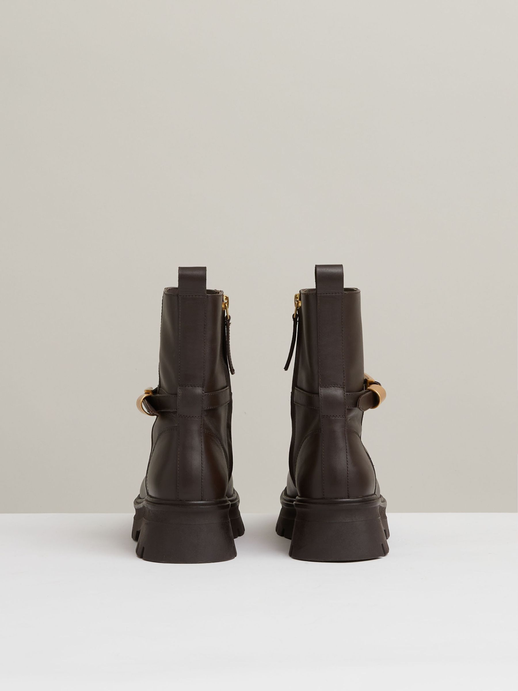 Leather Cleated Ankle Boots in Chocolate - Image 4 of 4