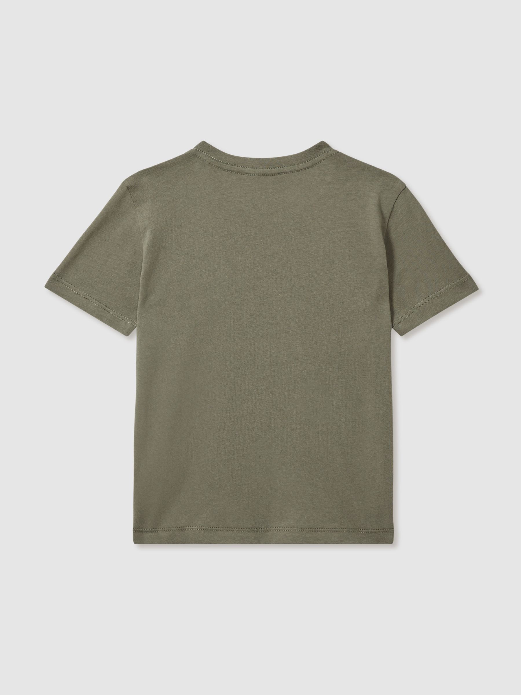 3-9 yrs Cotton Crew Neck T-Shirt in Lichen Green - Image 2 of 3