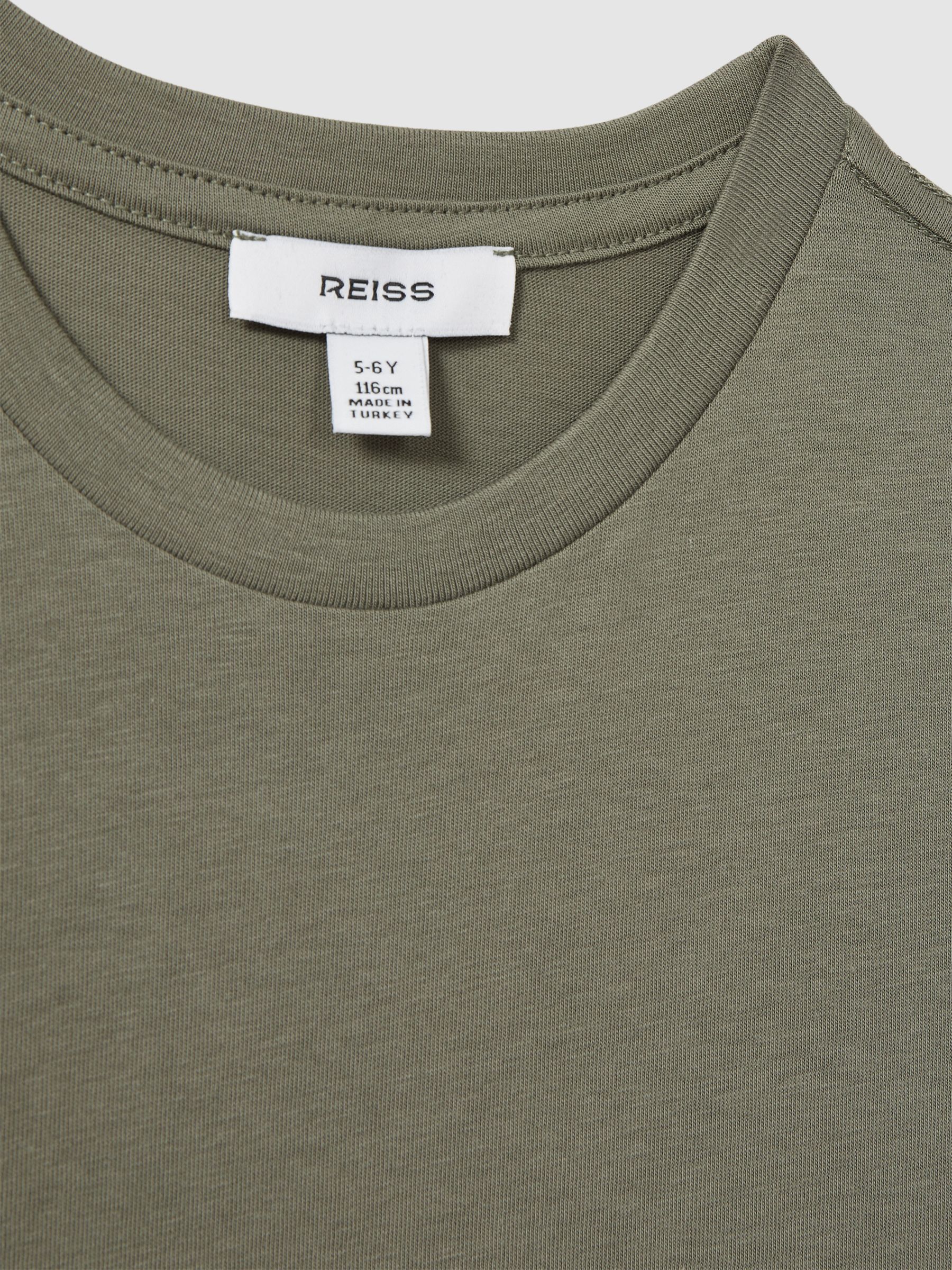3-9 yrs Cotton Crew Neck T-Shirt in Lichen Green - Image 3 of 3