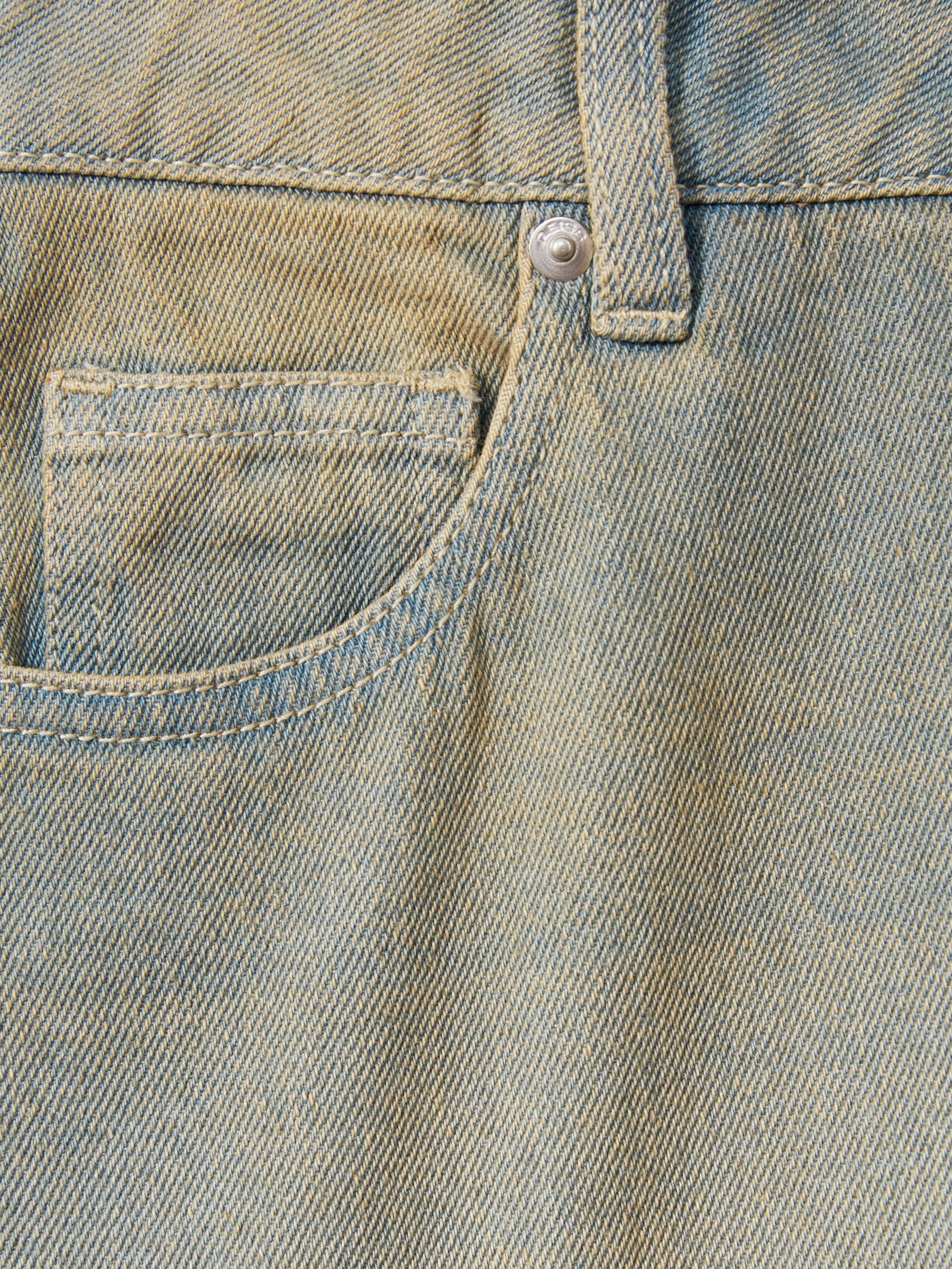 13 - 14 jr groene acid wash jeans met wijde pijpen - Afbeelding 4 van 4