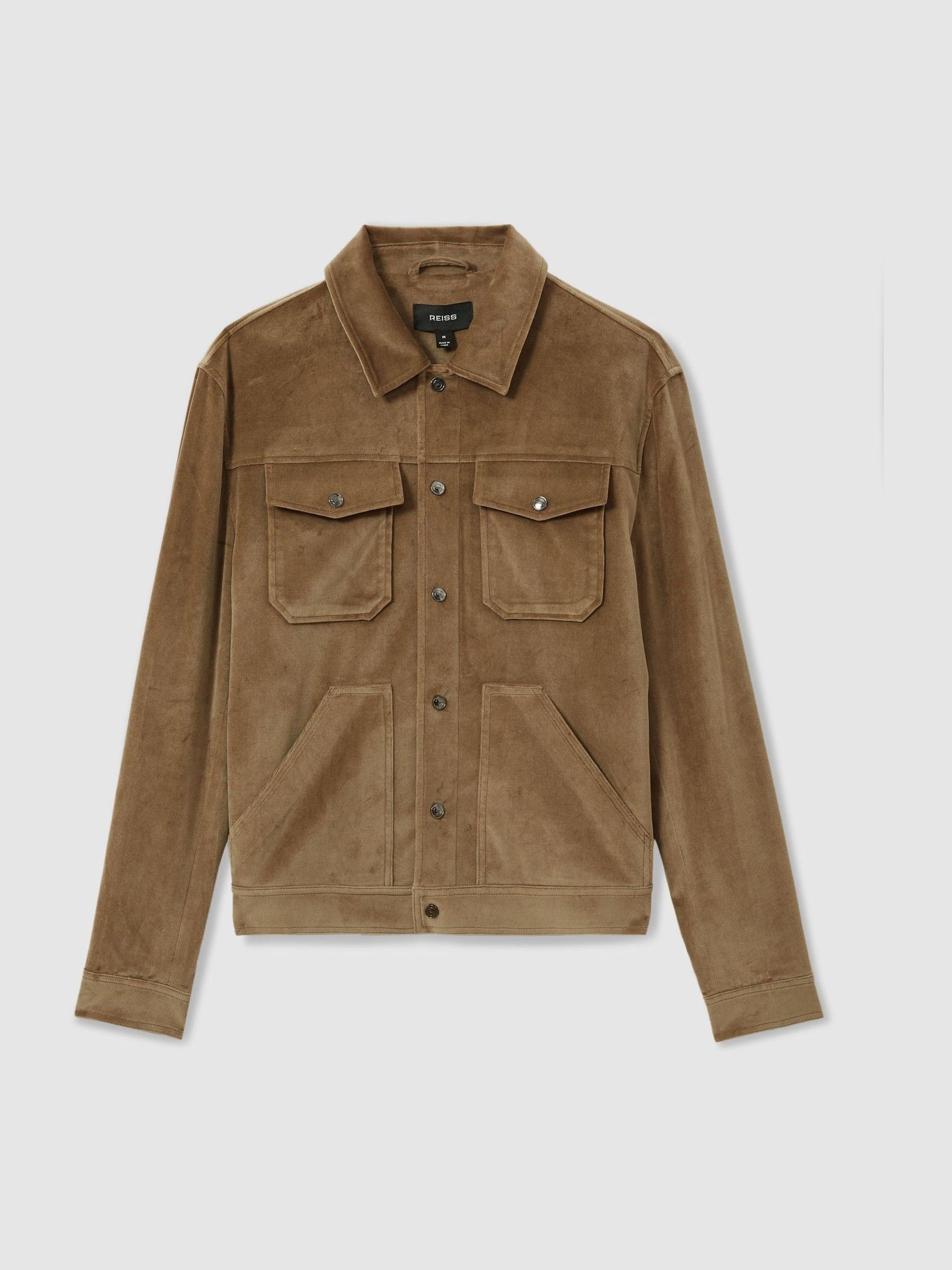 Cotton-Blend Velvet Jacket in Taupe Brown - Image 2 of 6