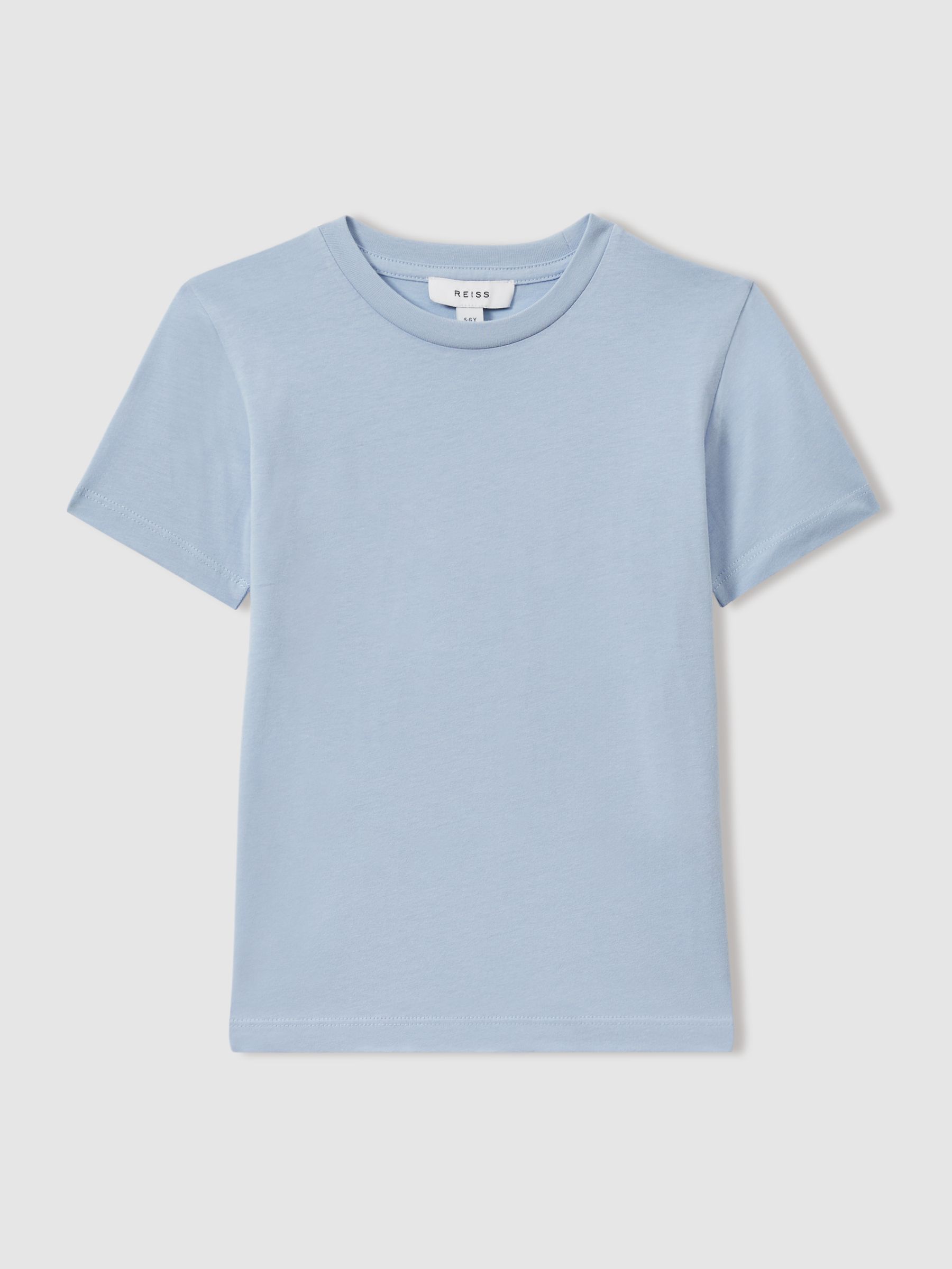 9-13 yrs Cotton Crew Neck T-Shirt in Soft Blue - Image 1 of 3 9-13 yrs Cotton Crew Neck T-Shirt in Soft Blue - Image 1 of 3