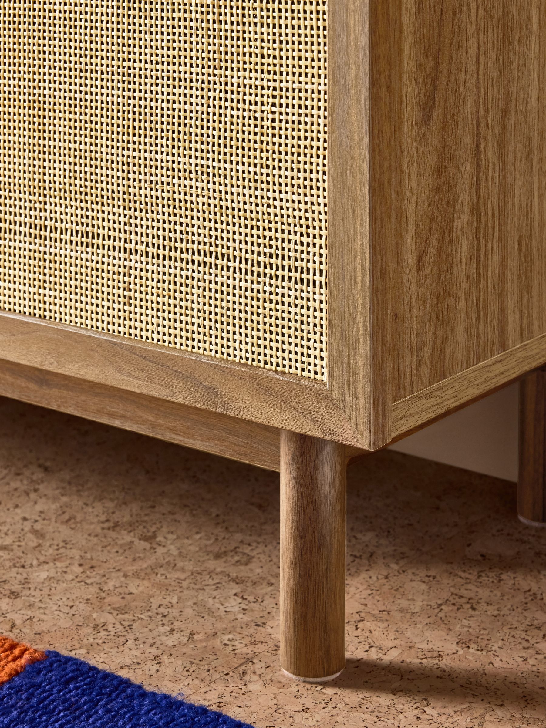 Pavia Rattan Superwide Up to 50 Inch TV Unit in Oak Effect - Image 3 of 5