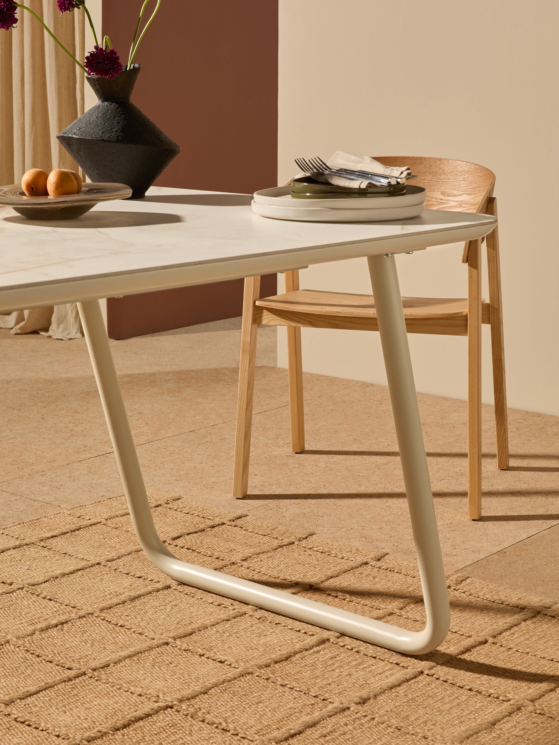 Dwyer Ceramic Marble 6 Seater Fixed Dining Table in White - Image 3 of 5