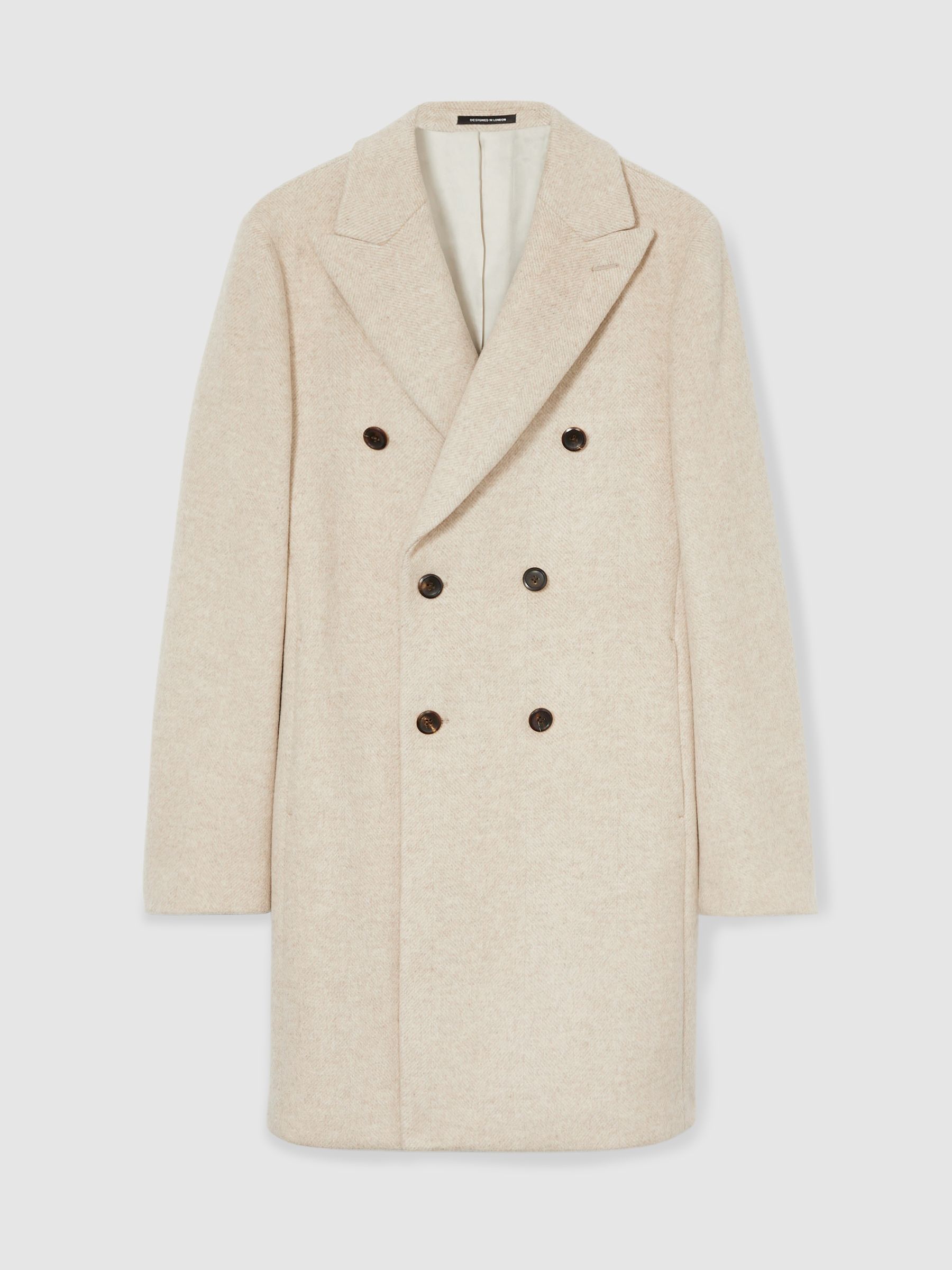 Wool-Blend Double-Breasted Coat in Oatmeal - Image 2 of 7