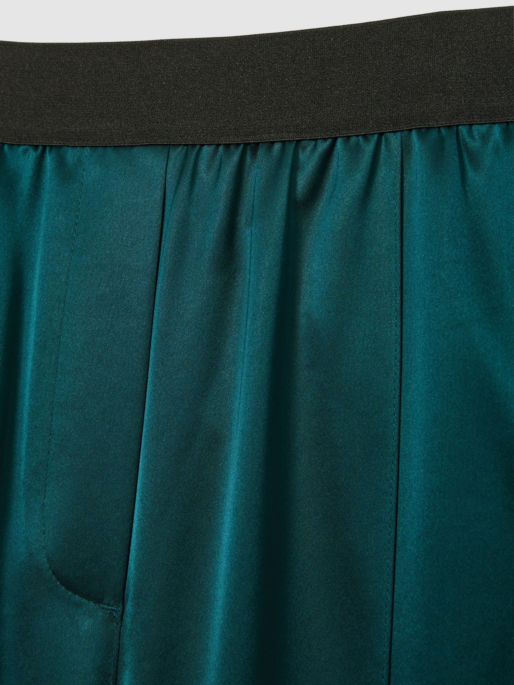 Satin Elasticated Tapered Trousers in Teal - Image 7 of 7