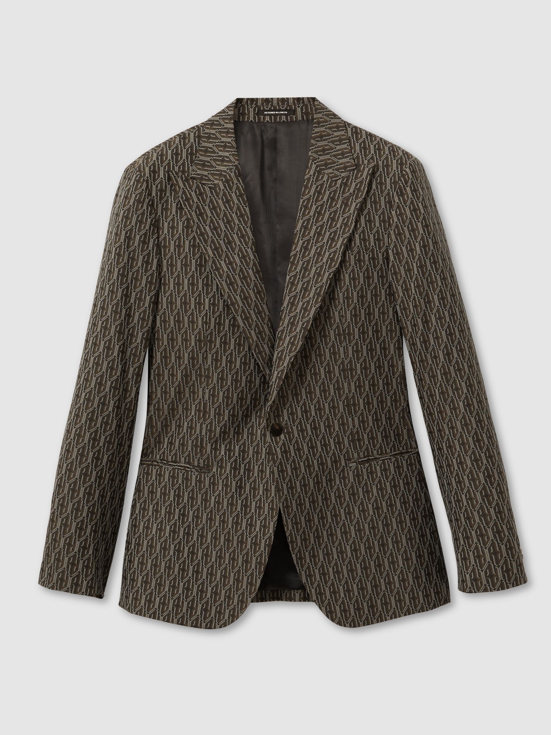 Monogram-Jacquard Twill Blazer in Chocolate Brown - Image 2 of 7