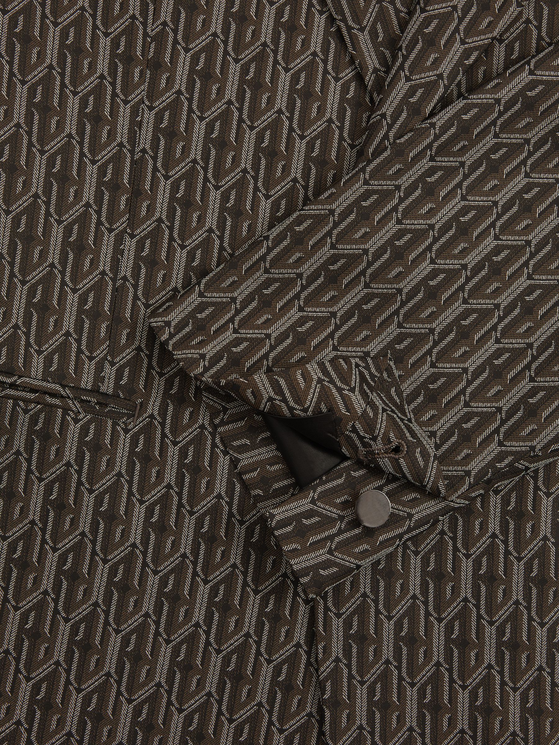 Monogram-Jacquard Twill Blazer in Chocolate Brown - Image 7 of 7