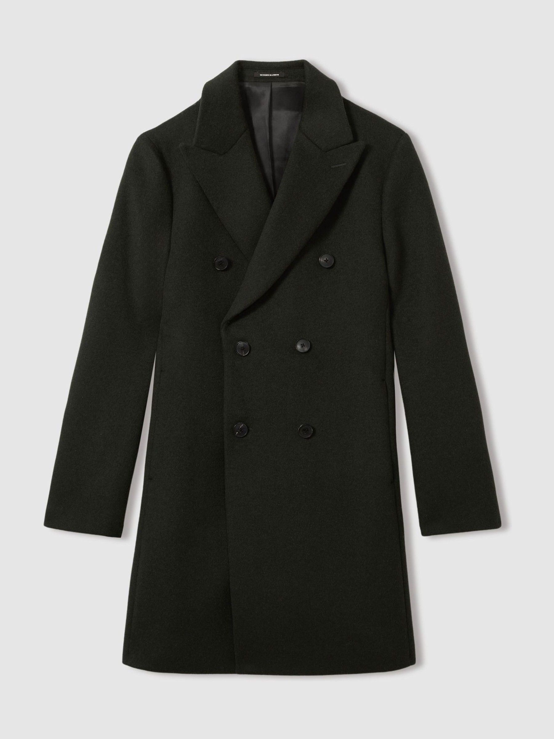 Wool-Blend Double-Breasted Coat in Dark Green - Image 2 of 6
