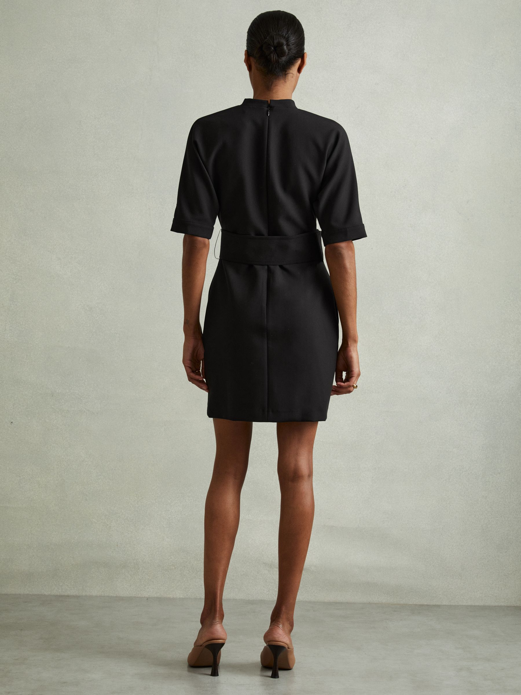 Belted Mini Dress in Black - Image 4 of 5