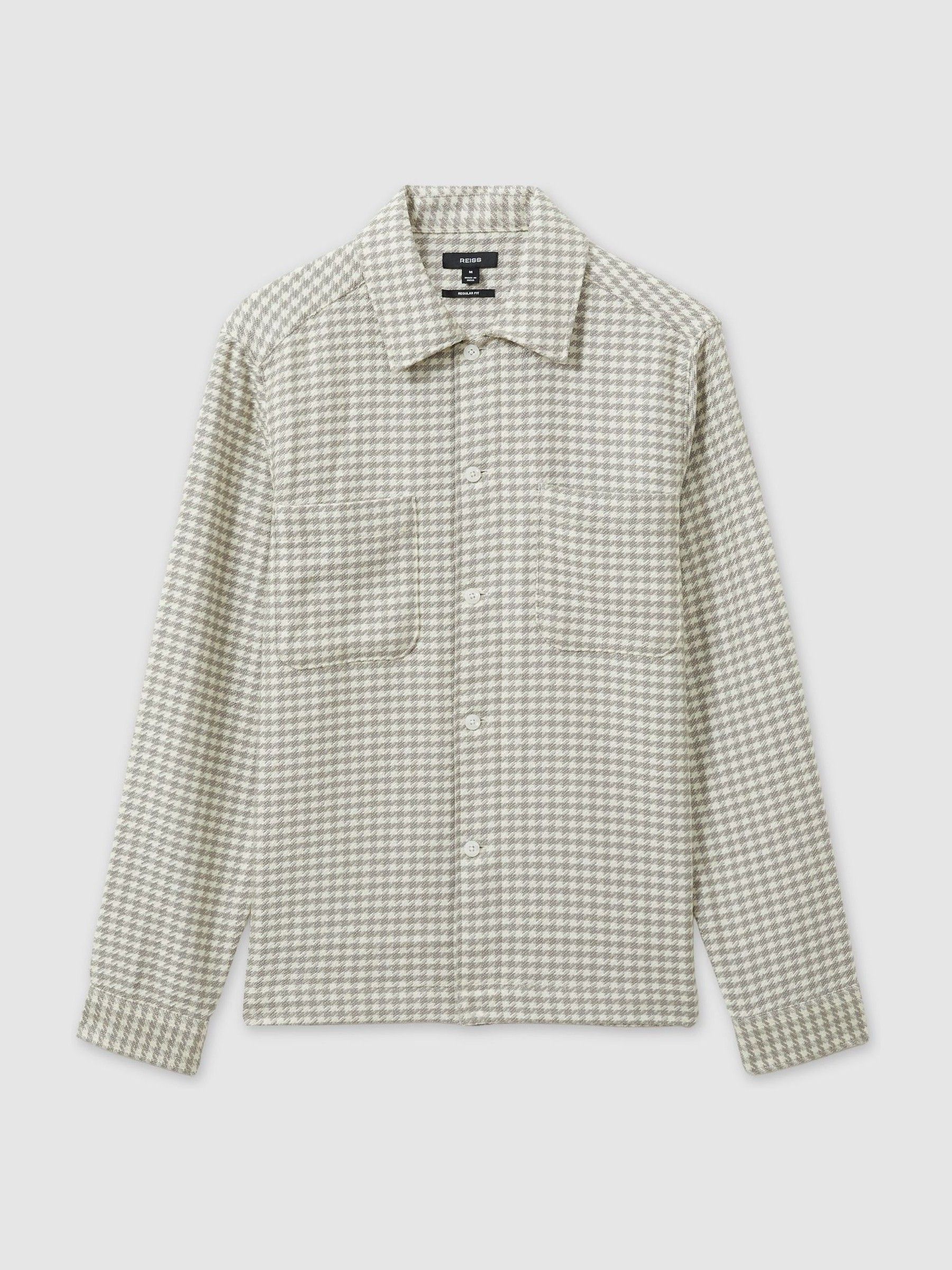 Dogtooth Twill Overshirt in Grey/White - Image 2 of 6