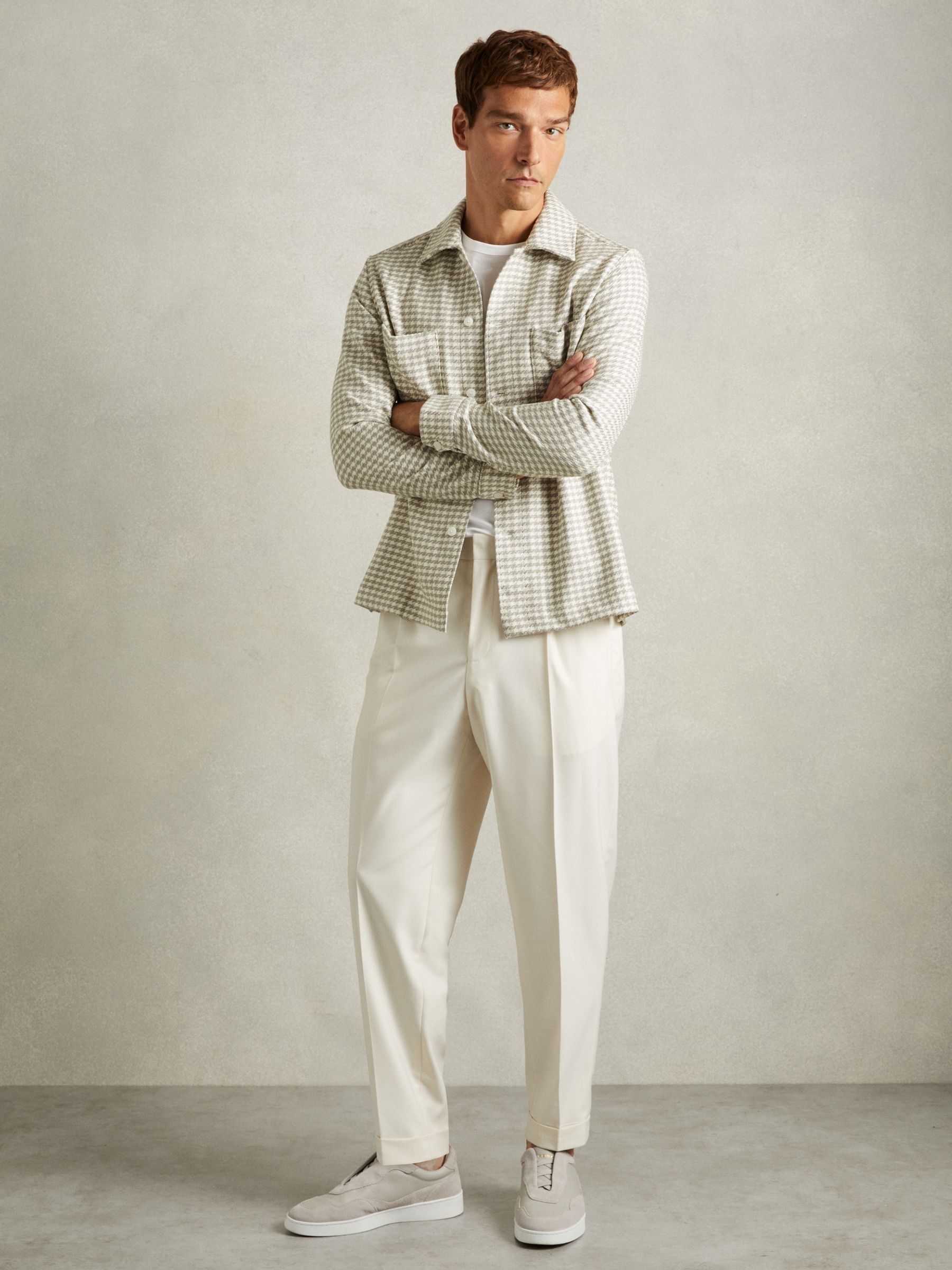 Dogtooth Twill Overshirt in Grey/White - Image 3 of 6