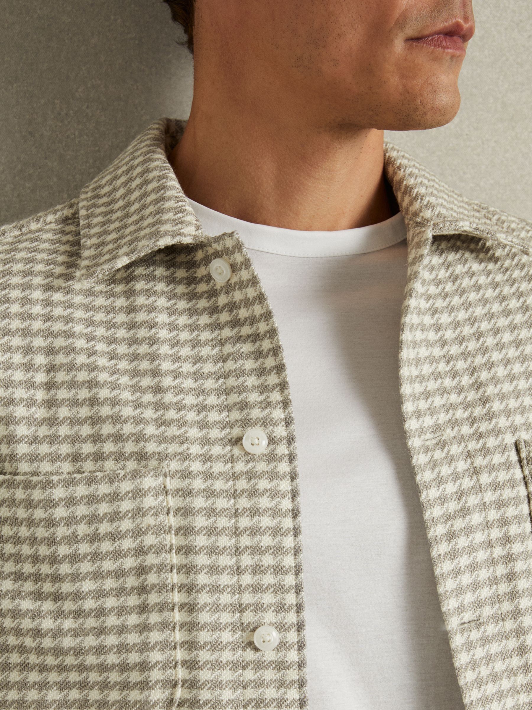 Dogtooth Twill Overshirt in Grey/White - Image 4 of 6