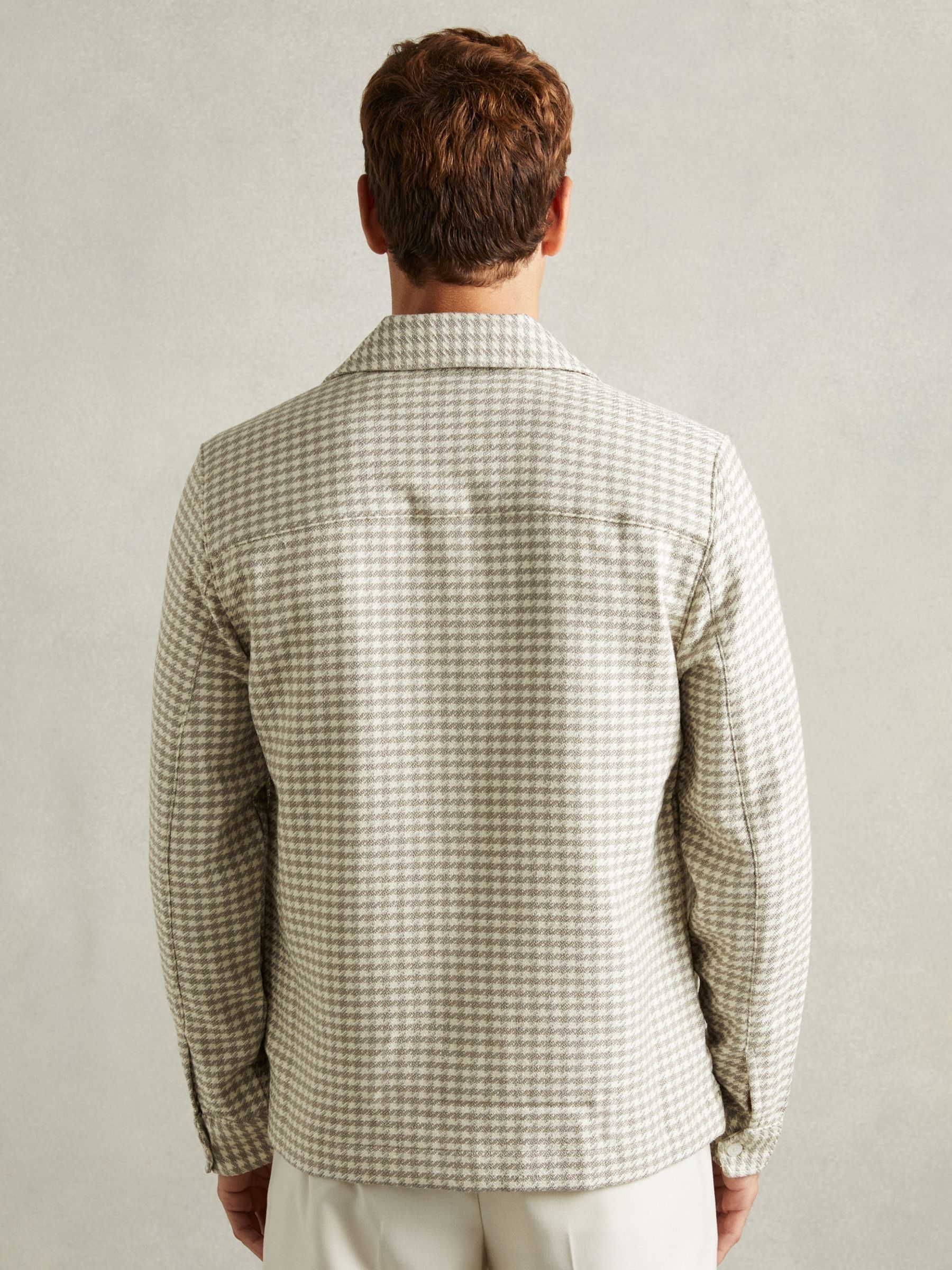 Dogtooth Twill Overshirt in Grey/White - Image 5 of 6