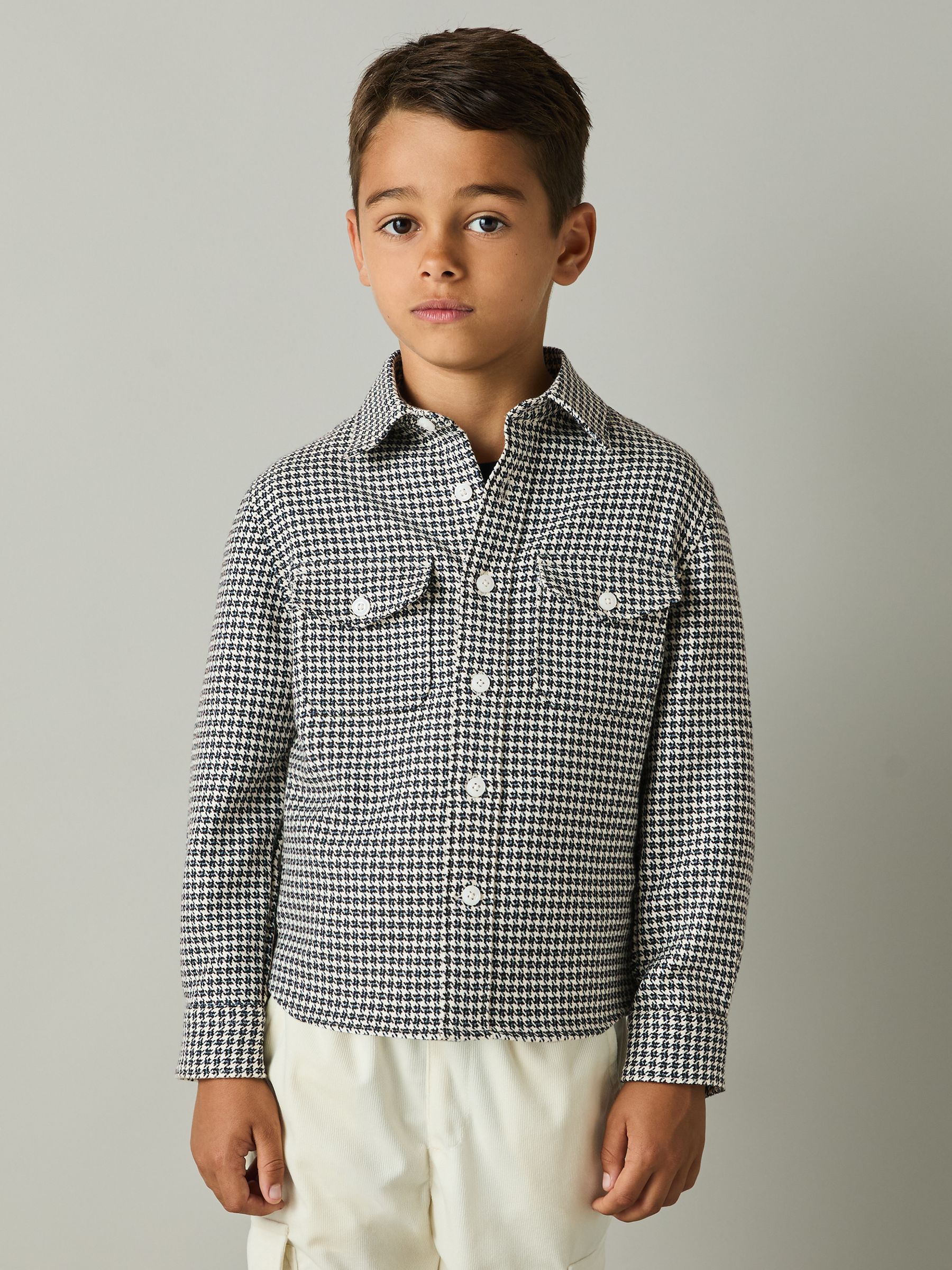 Dogtooth-Twill Overshirt in Blue - Image 3 of 4