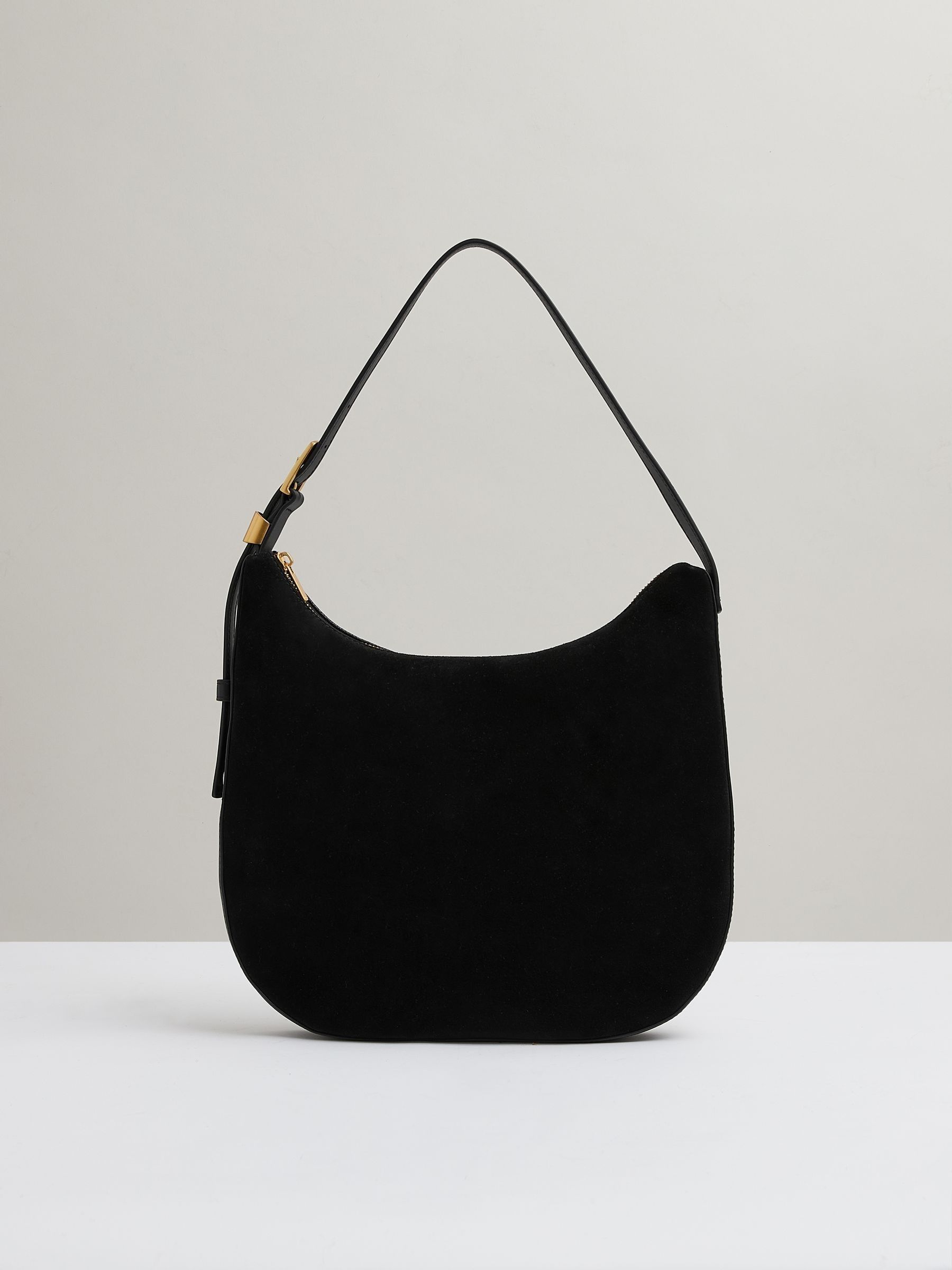 Leather and Suede Shoulder Bag in Black - Image 1 of 5