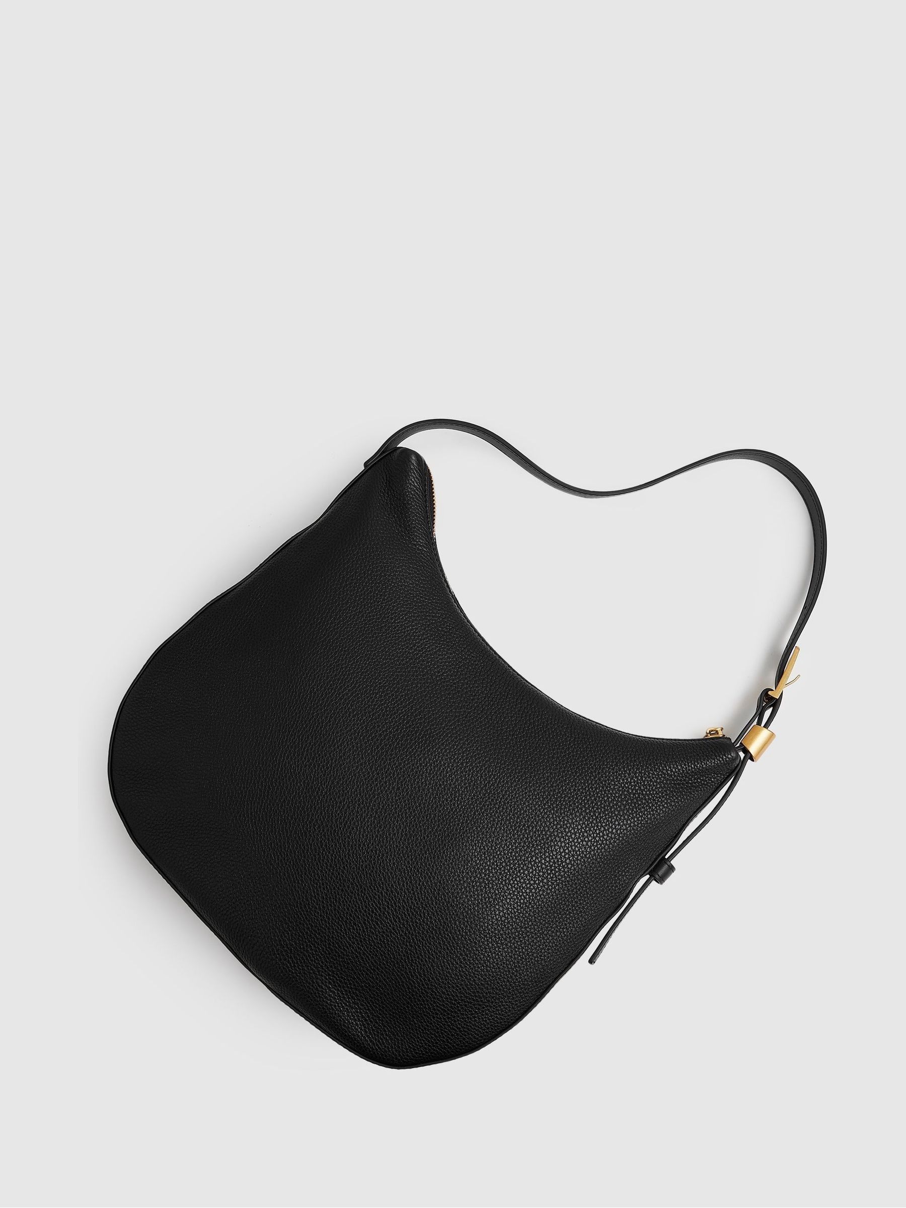 Leather and Suede Shoulder Bag in Black - Image 3 of 5